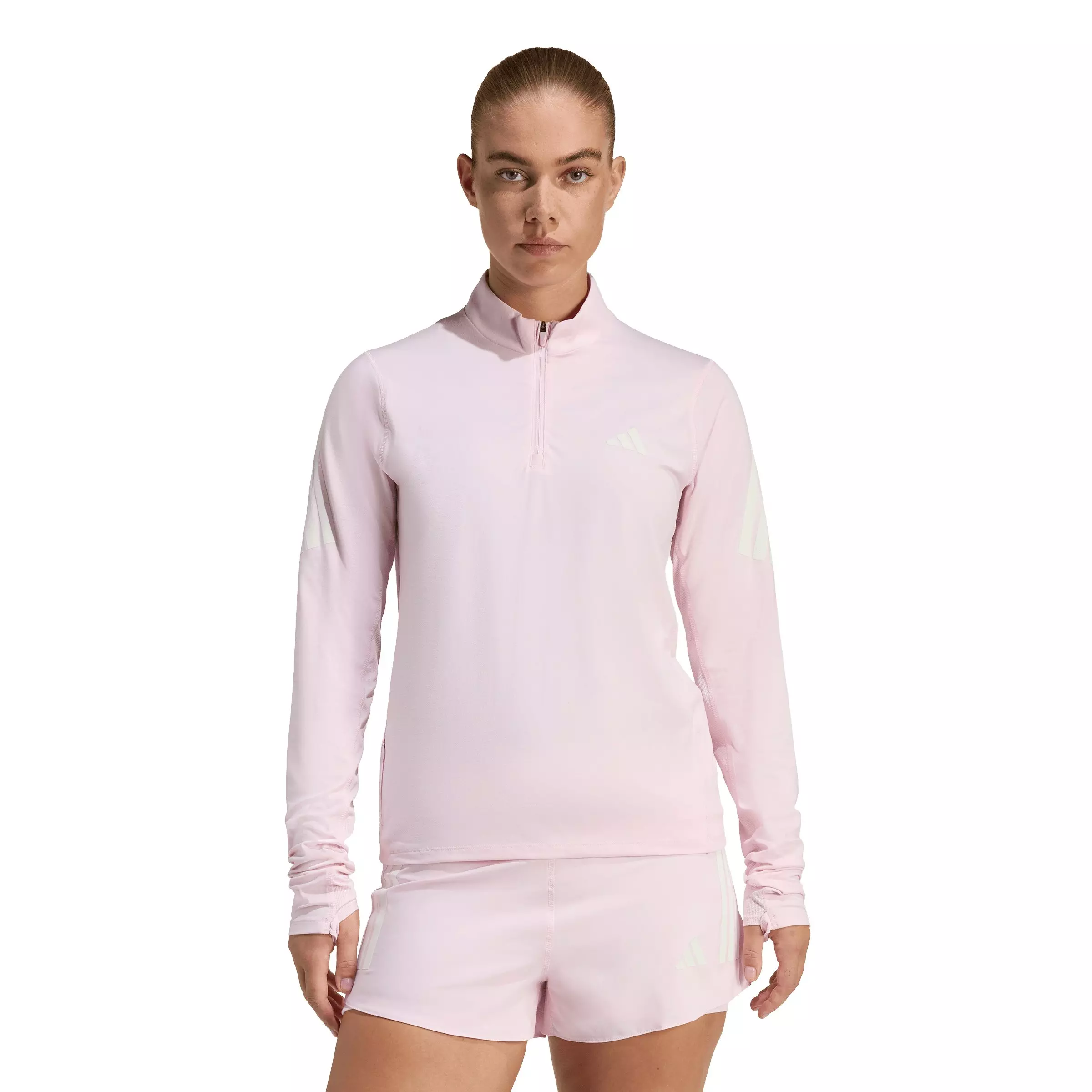adidas Women's adi365 Iconic Running 1/2 Zip Jumper - Light Pink - LIGHT PINK