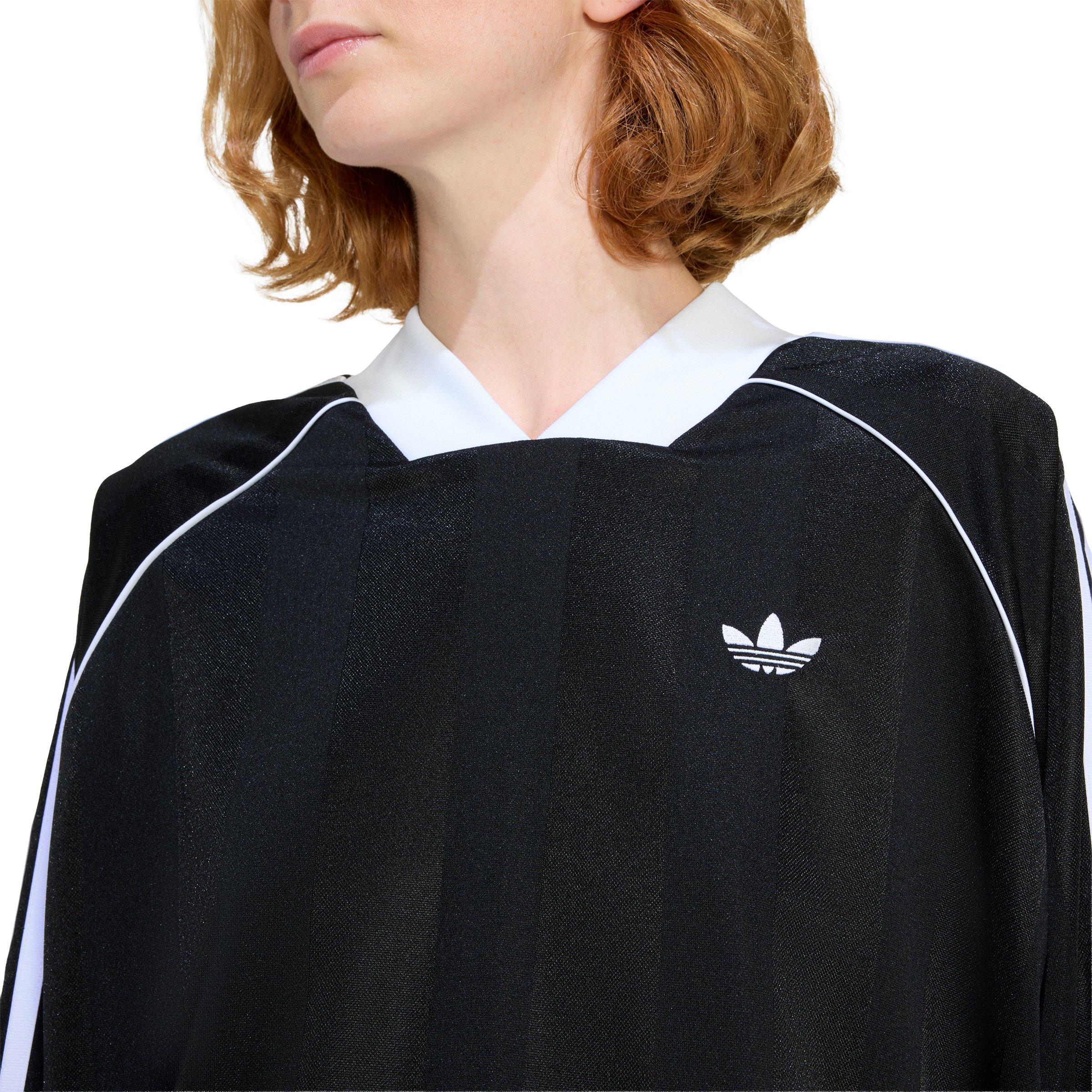 adidas Originals Women's 3-Stripes Jacquard Long Sleeve Top - Black - BLACK Thumbnail View 3