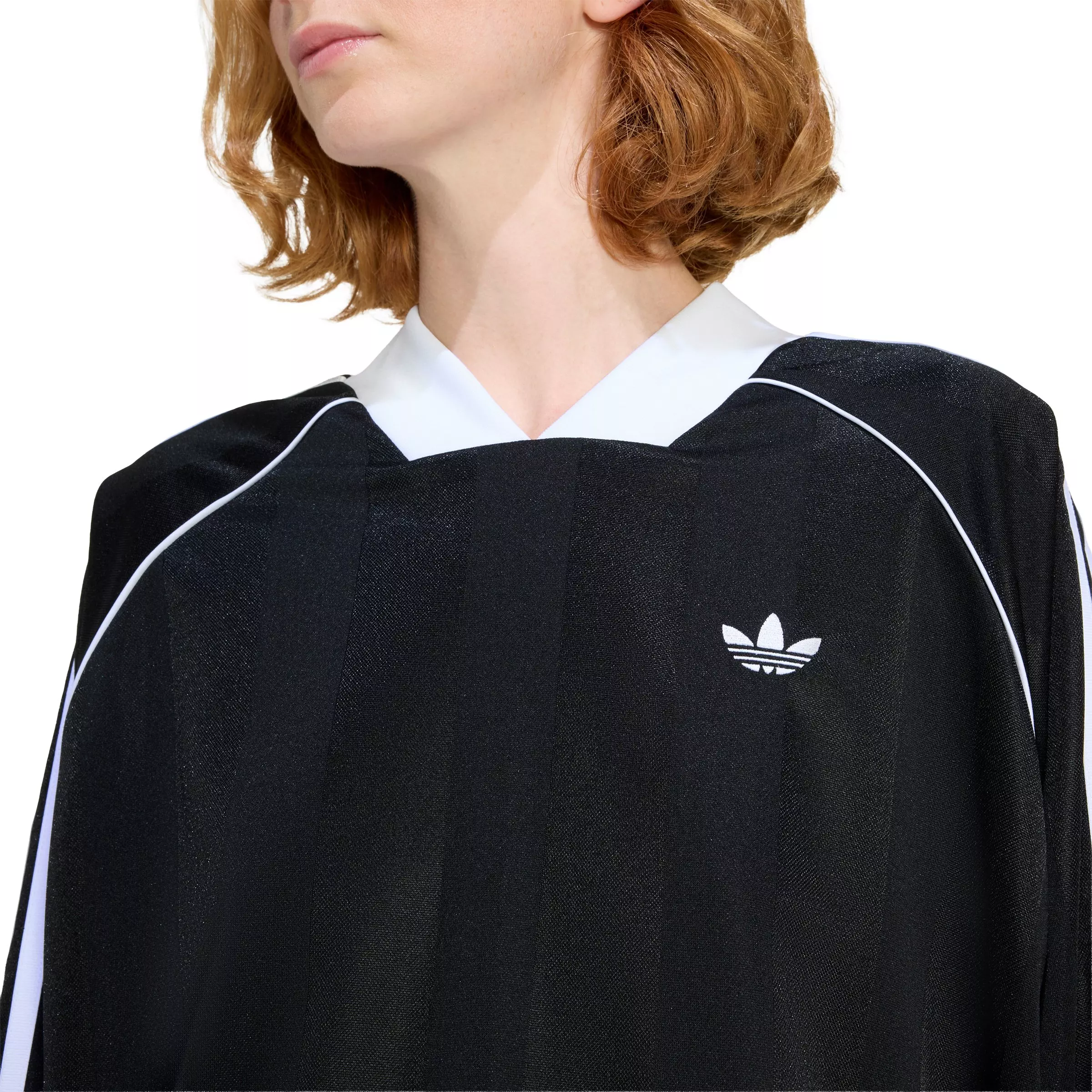 adidas Originals Women's 3-Stripes Jacquard Long Sleeve Top -Black - BLACK