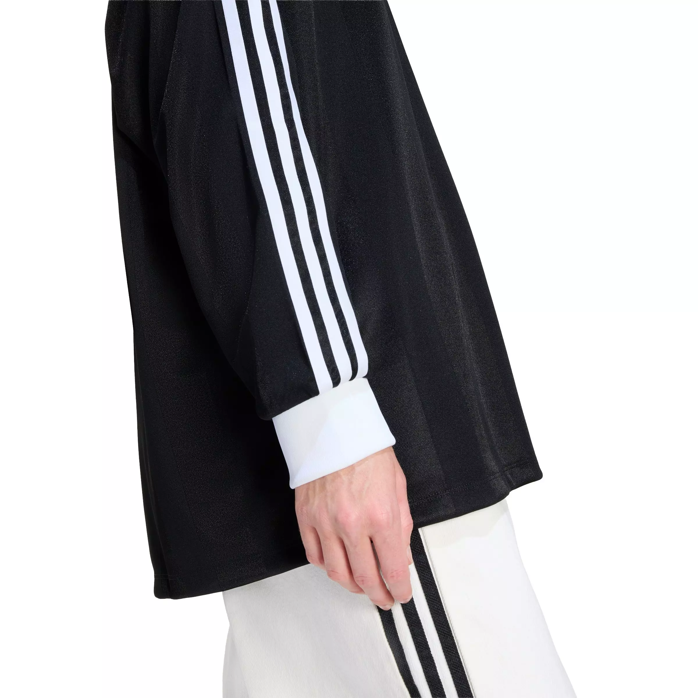 adidas Originals Women's 3-Stripes Jacquard Long Sleeve Top - Black - BLACK
