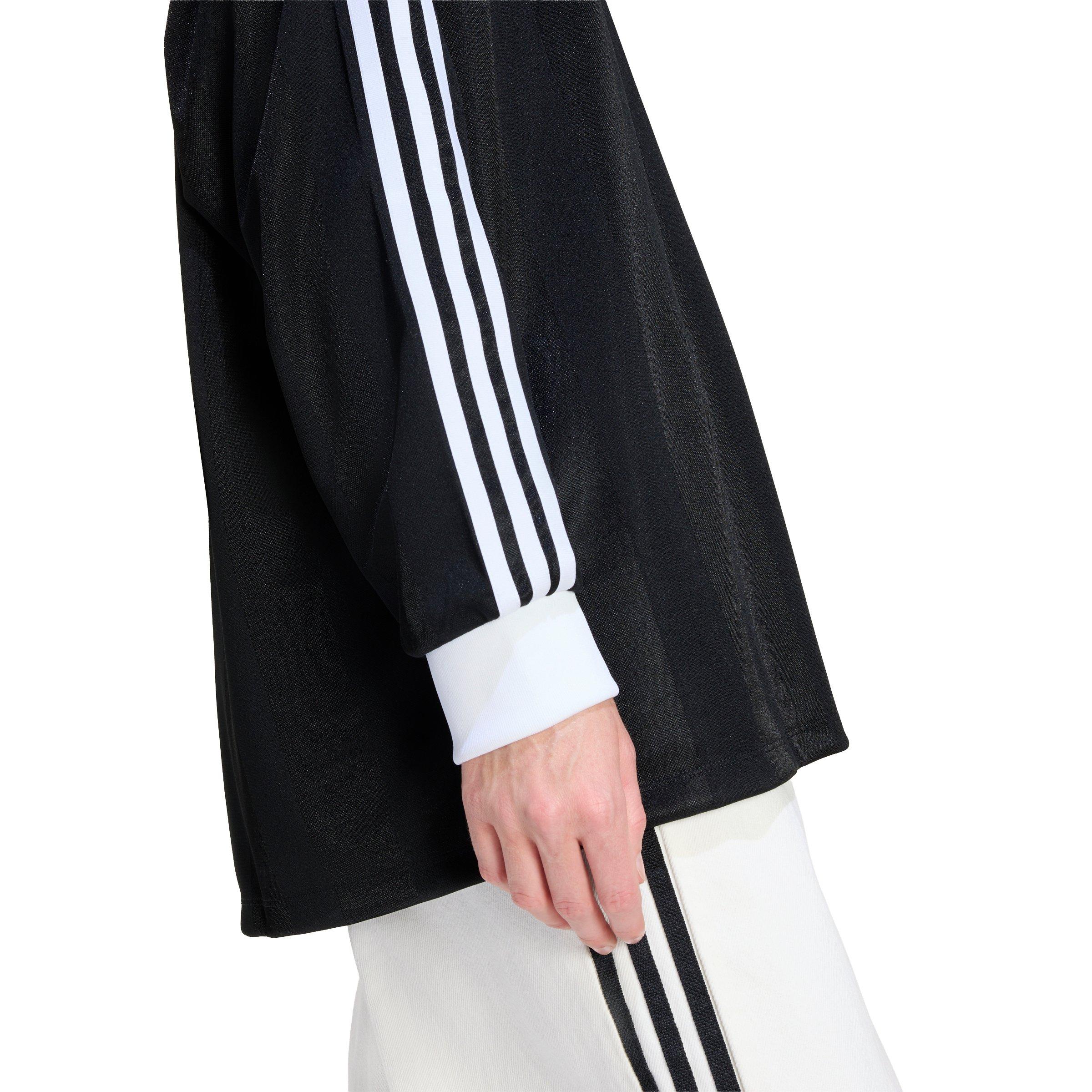 adidas Originals Women's 3-Stripes Jacquard Long Sleeve Top -Black - BLACK Thumbnail View 4