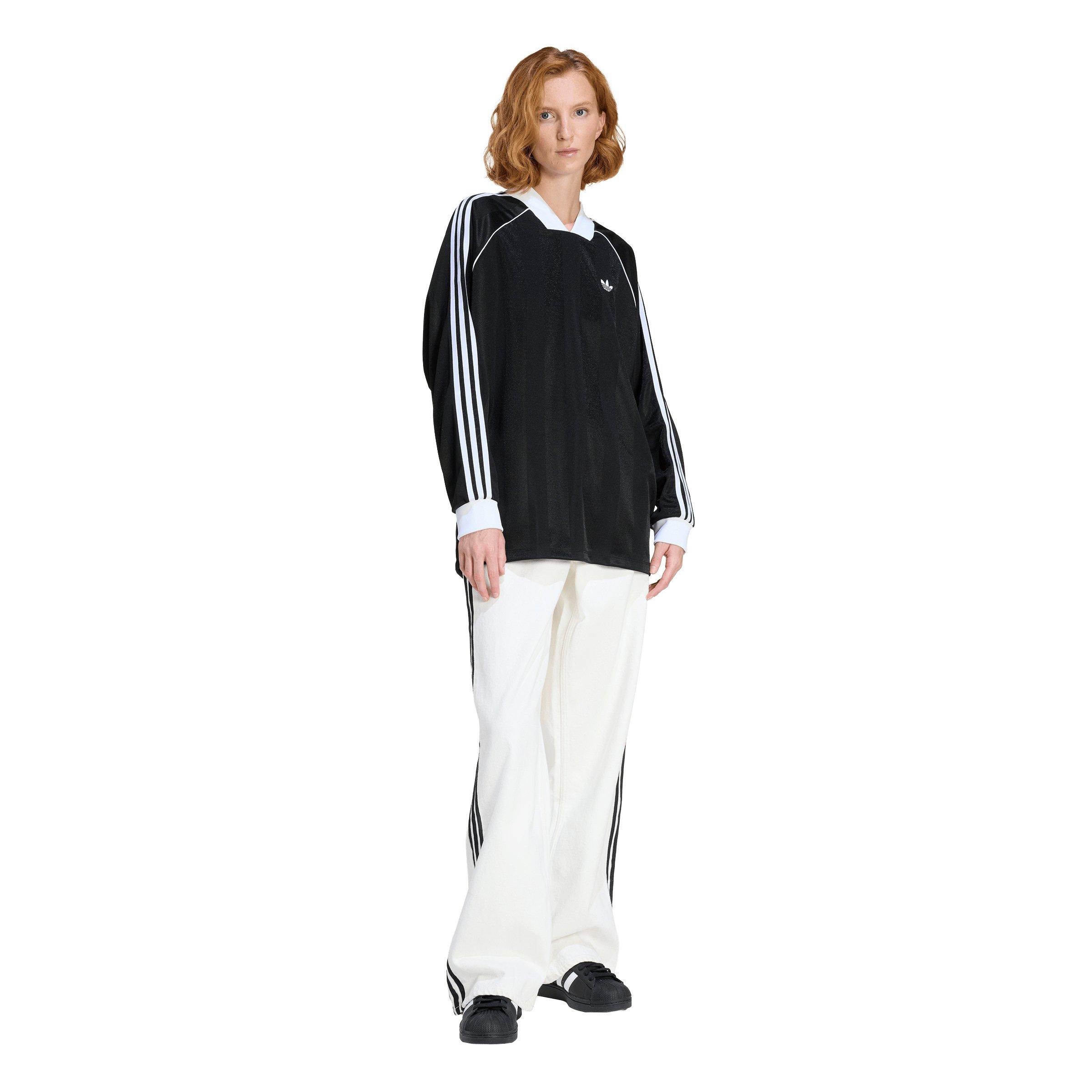 adidas Originals Women's 3-Stripes Jacquard Long Sleeve Top - Black - BLACK Thumbnail View 5