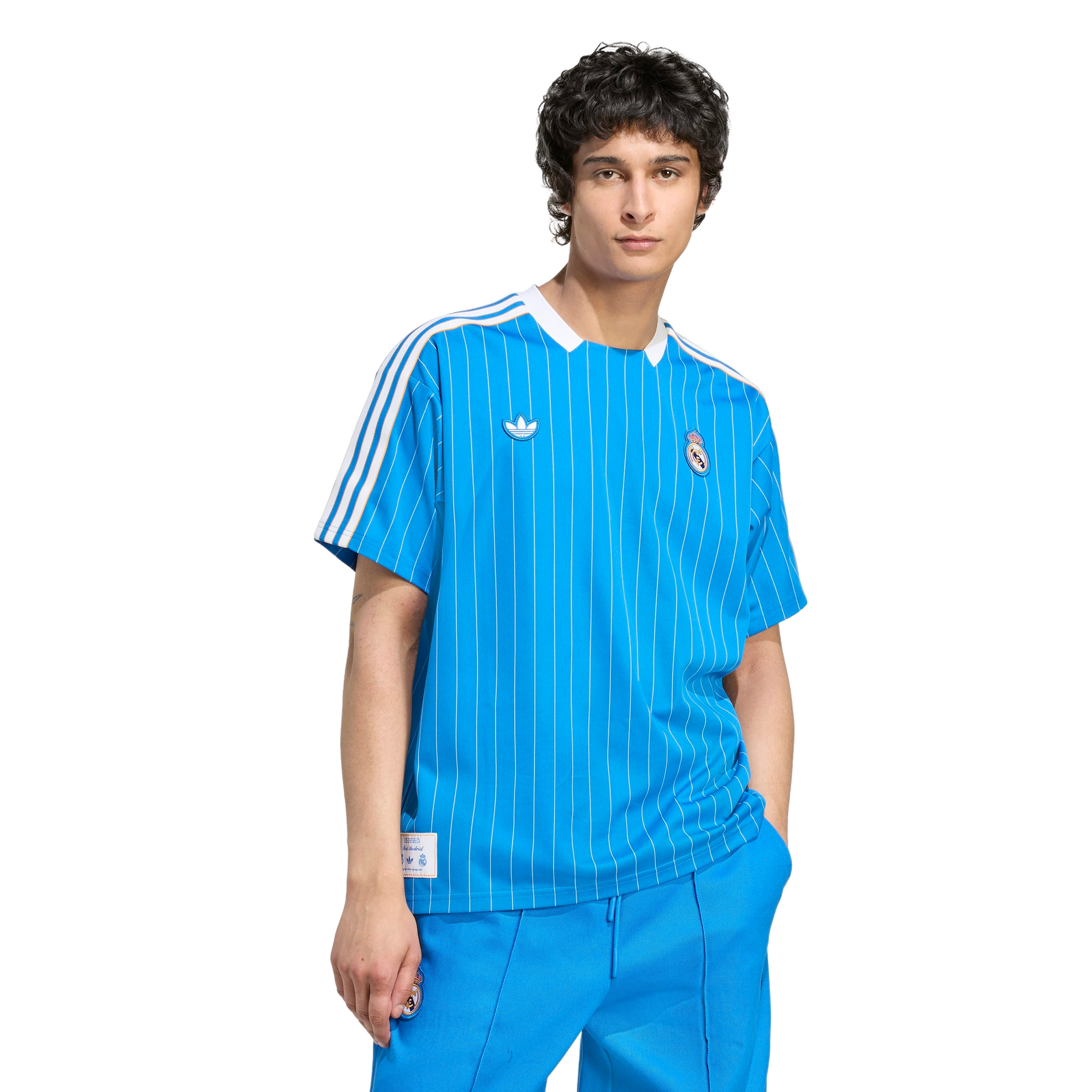 adidas Originals Men's Real Madrid Terrace Icons Jersey - Blue - BLUE Thumbnail View 1