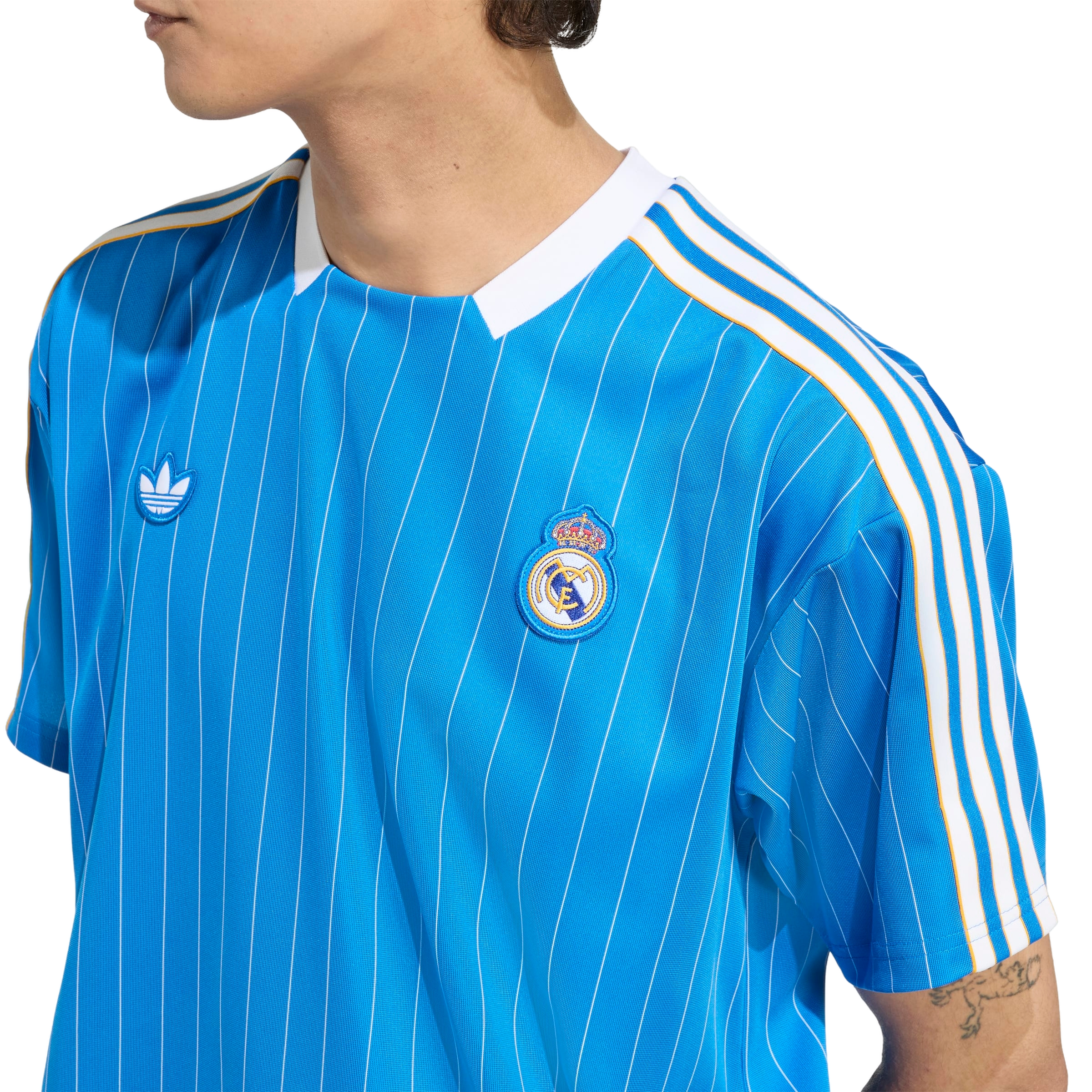 adidas Originals Men's Real Madrid Terrace Icons Jersey -Blue - BLUE Thumbnail View 3