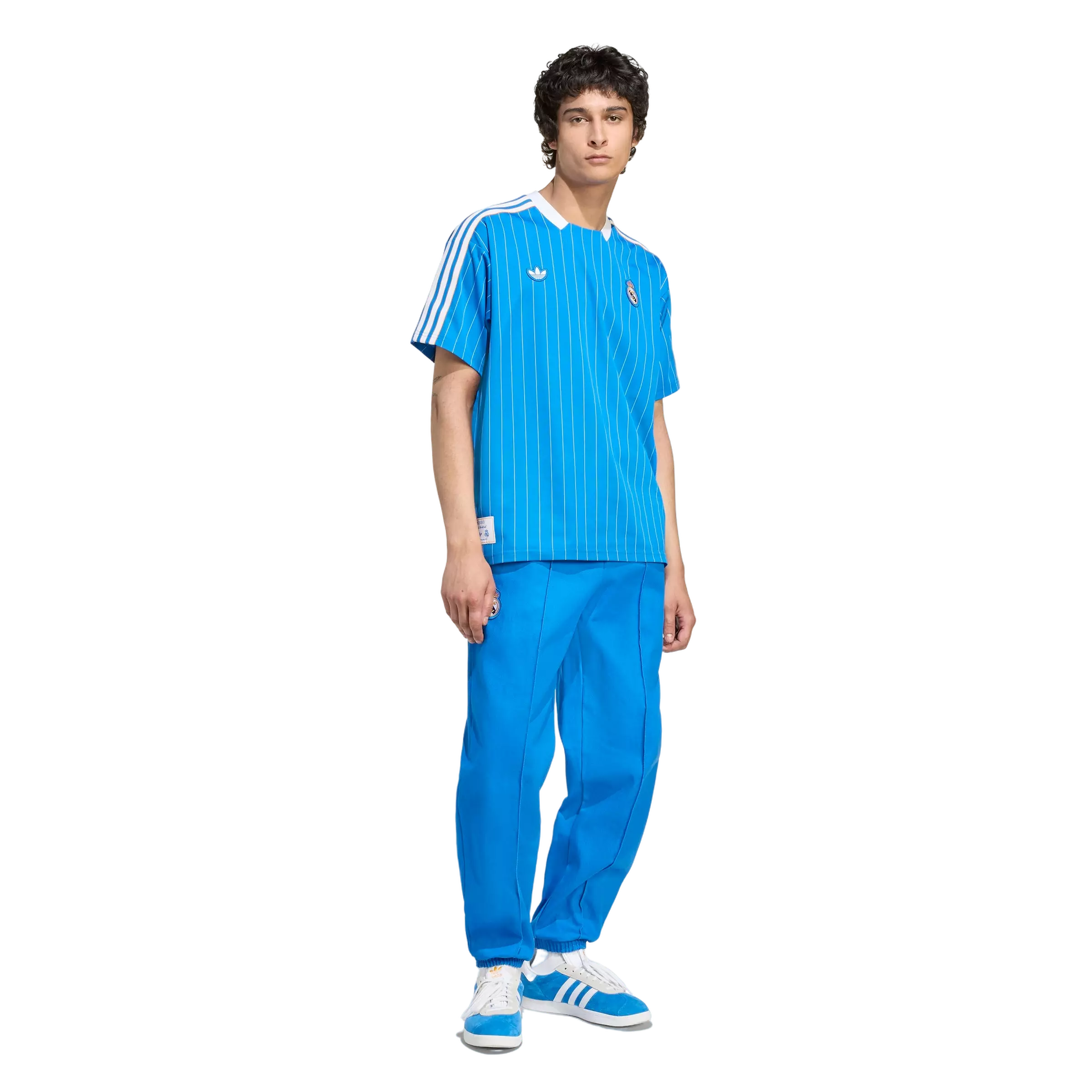 adidas Originals Men's Real Madrid Terrace Icons Jersey -Blue - BLUE
