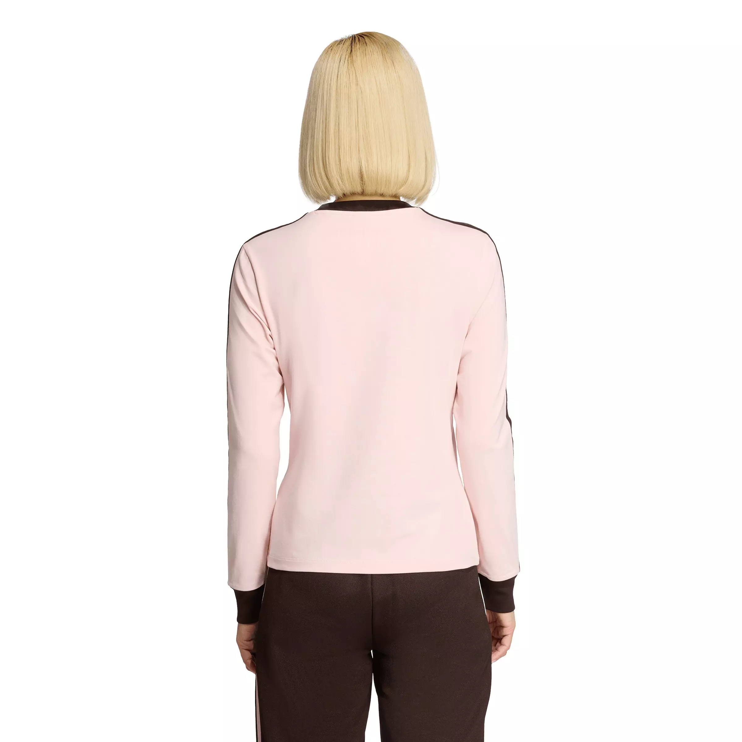 adidas Originals Women's 3 Stripes Long Sleeve Slim T-Shirt - Pink - PINK