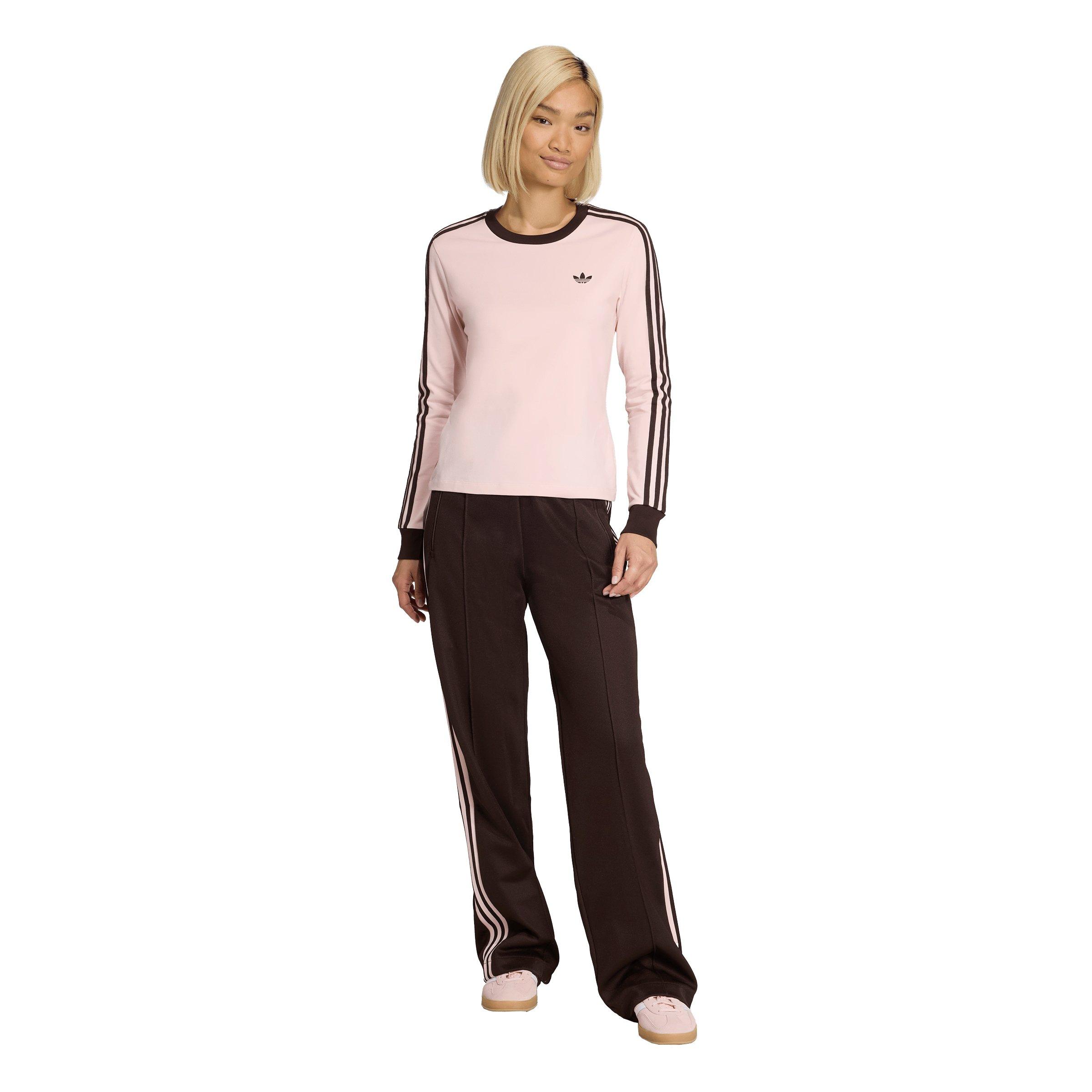 adidas Originals Women's 3 Stripes Long Sleeve Slim T-Shirt - Pink - PINK Thumbnail View 5