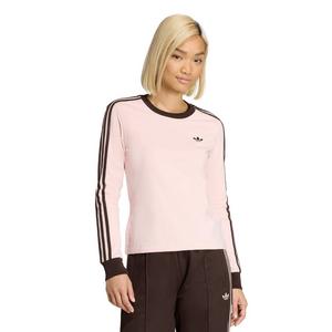 adidas Originals Women's 3 Stripes Long Sleeve Slim T-Shirt - Pink