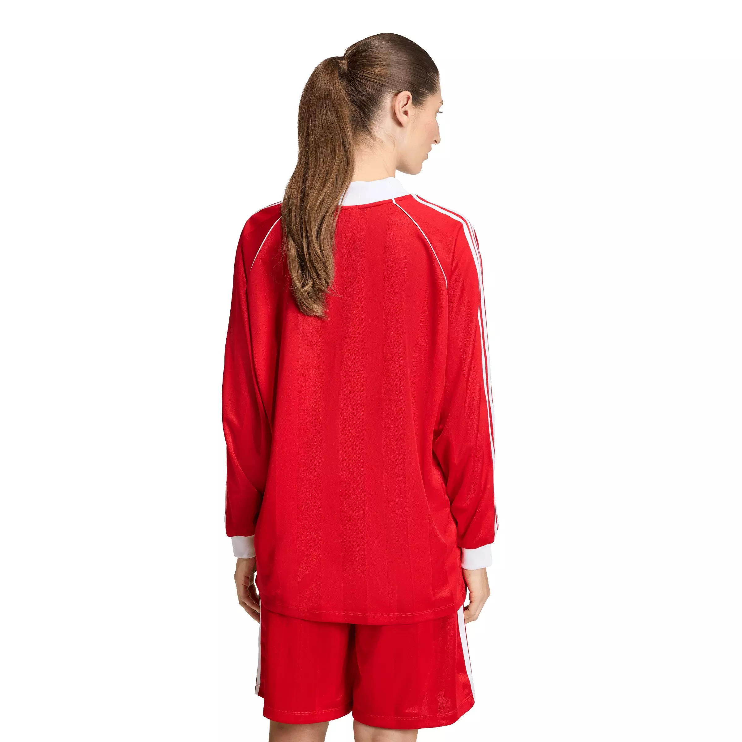 adidas Originals Women's 3-Stripes Jacquard Long-Sleeve Top - Red - RED