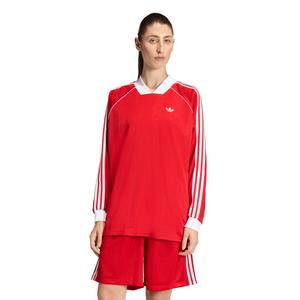adidas Originals Women's 3-Stripes Jacquard Long-Sleeve Top -Red