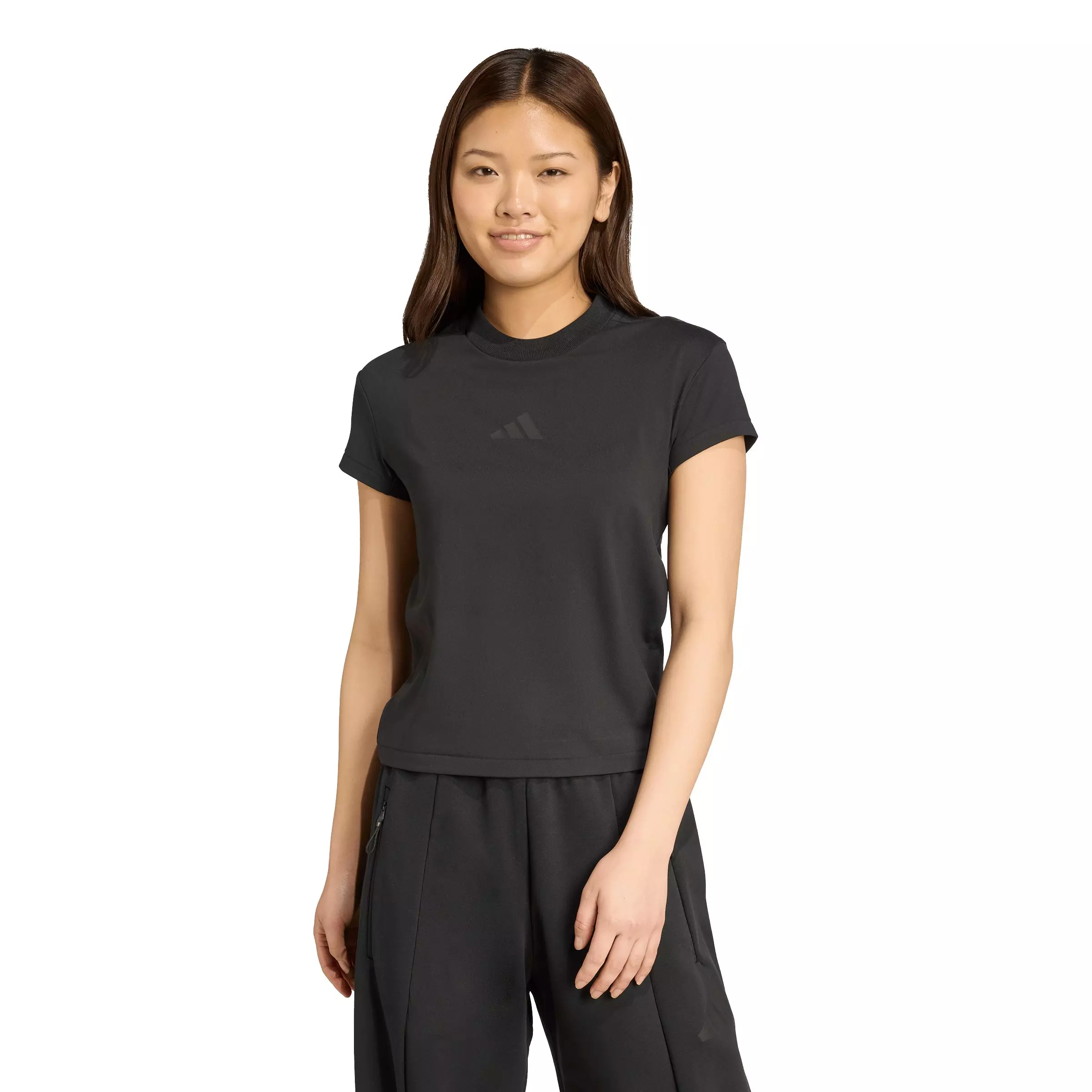adidas Women's Z.N.E. Baby T-Shirt - Black - BLACK