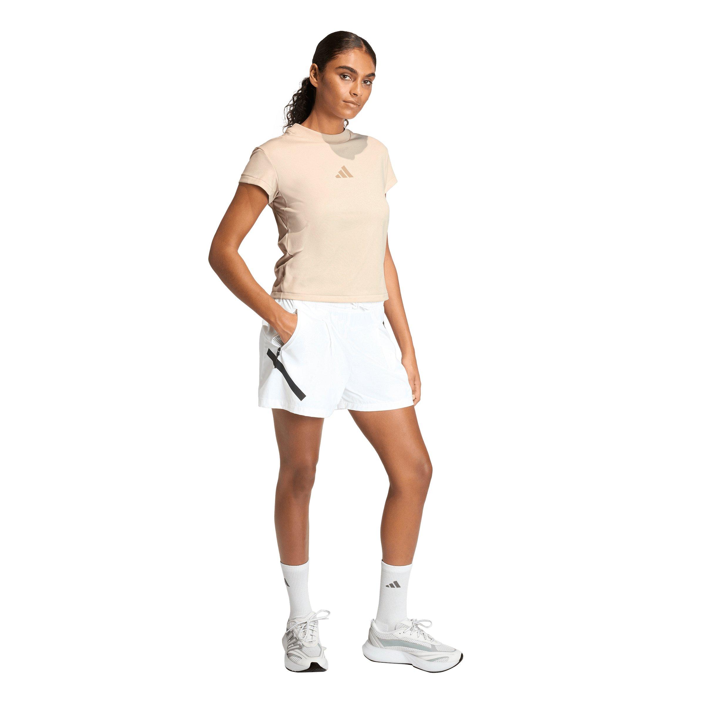 adidas Women's Z.N.E. Baby T-Shirt - Beige - BEIGE Thumbnail View 5