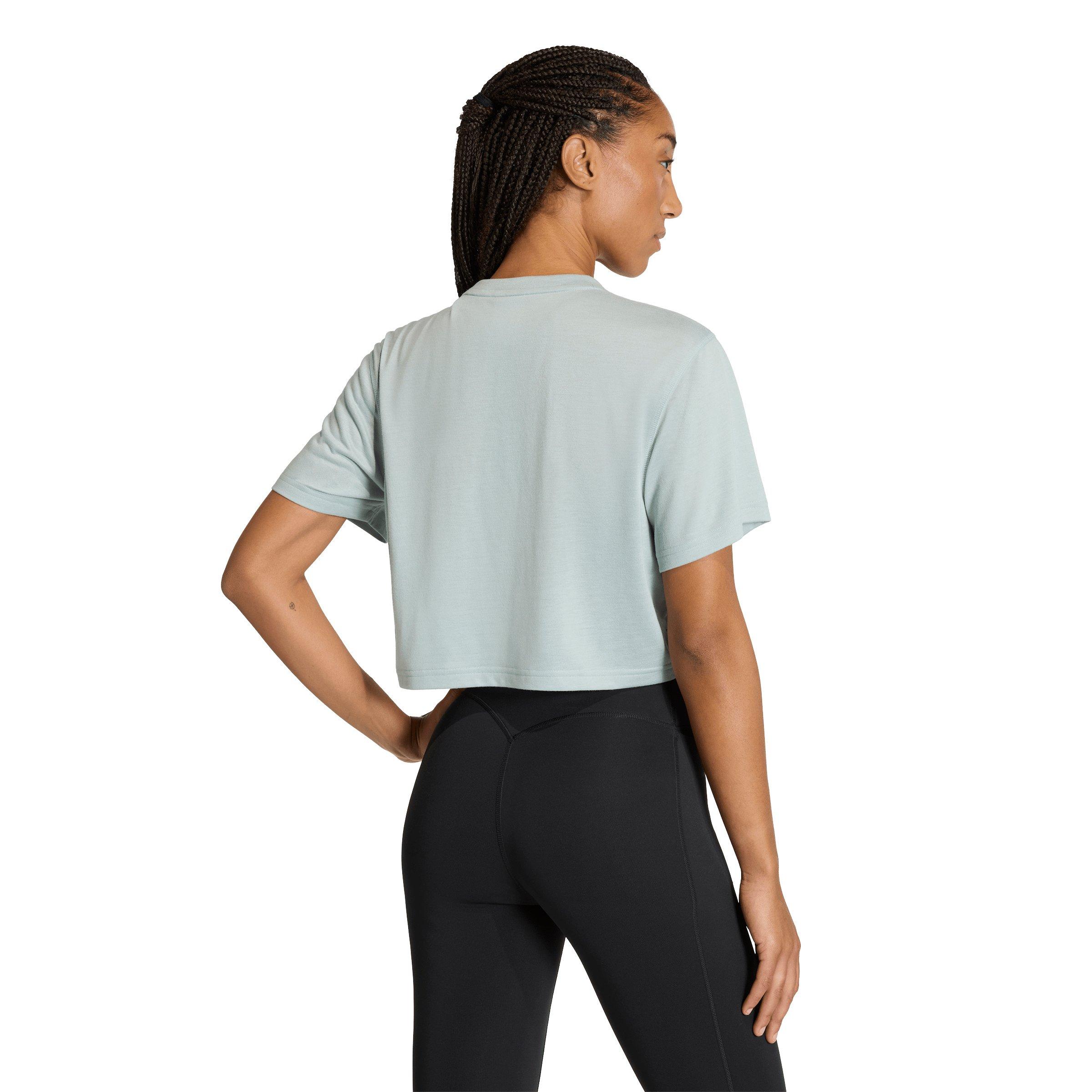 adidas Women's Train Essentials Boxy Workout Tee - Sage Green - SAGE GREEN Thumbnail View 2