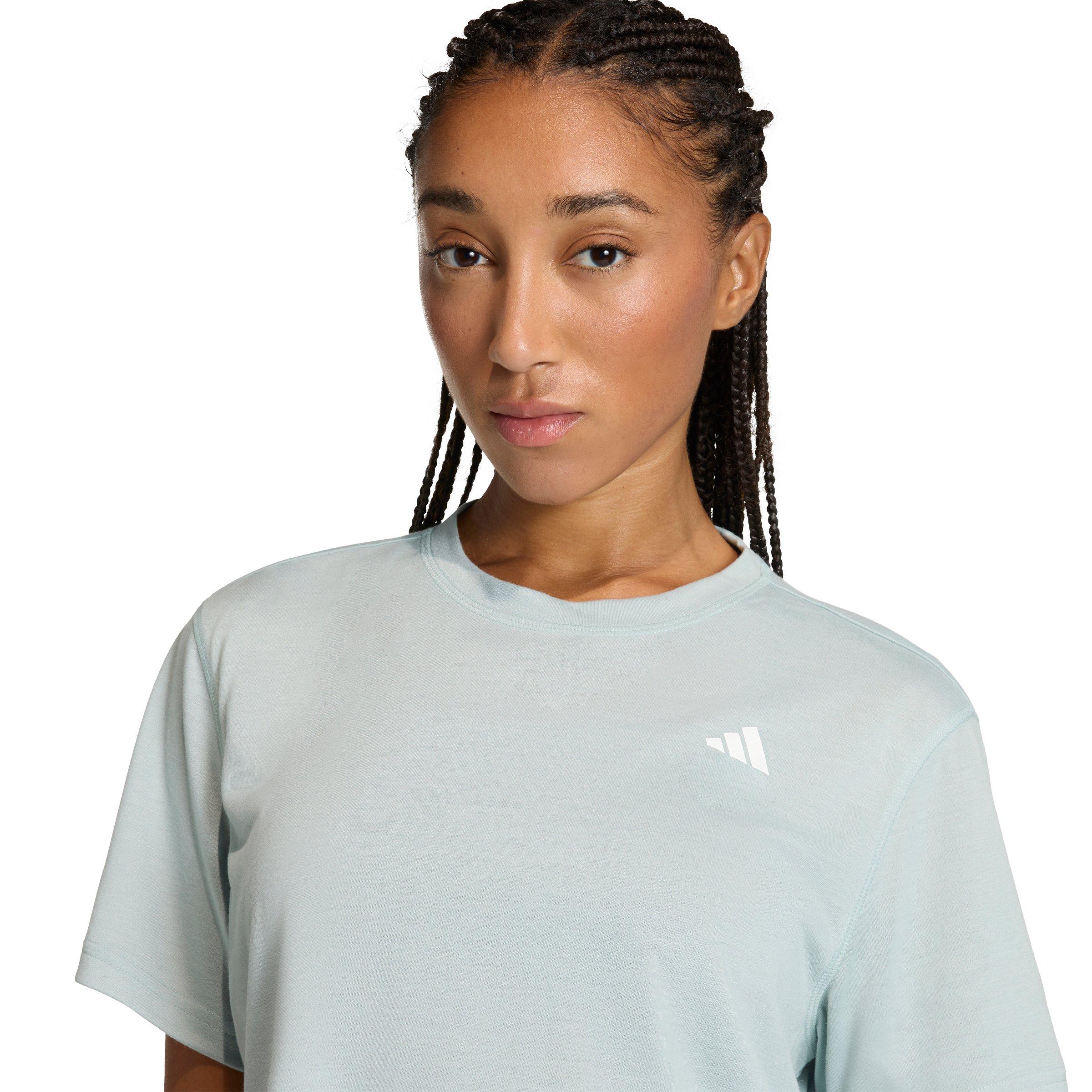 adidas Women's Train Essentials Boxy Workout Tee - Sage Green - SAGE GREEN Thumbnail View 3