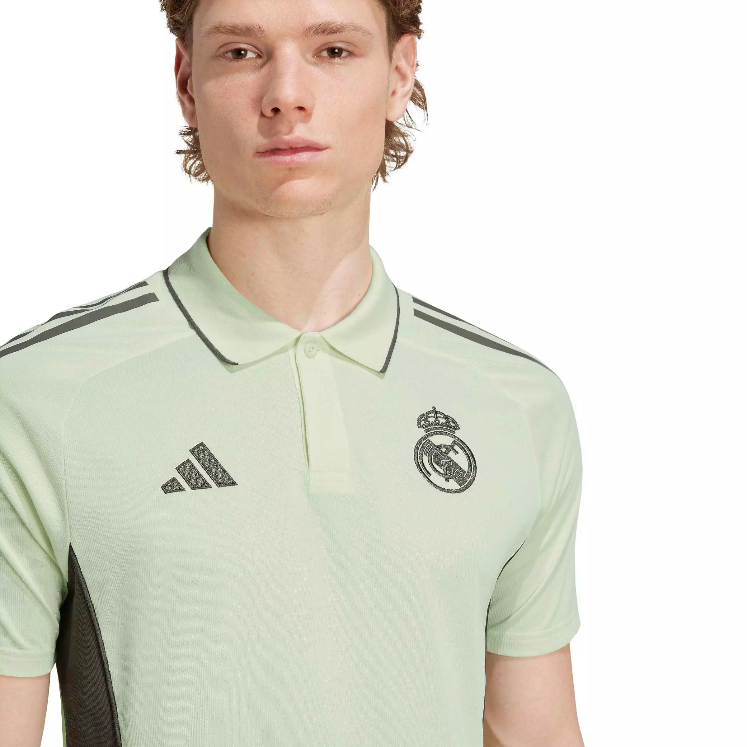adidas Men's Real Madrid Tiro 25 Competition Polo Shirt -Lt. Green - GREEN