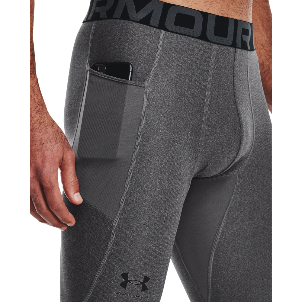 Under Armour Men's Grey HeatGear Armour Leggings - GREY Thumbnail View 3