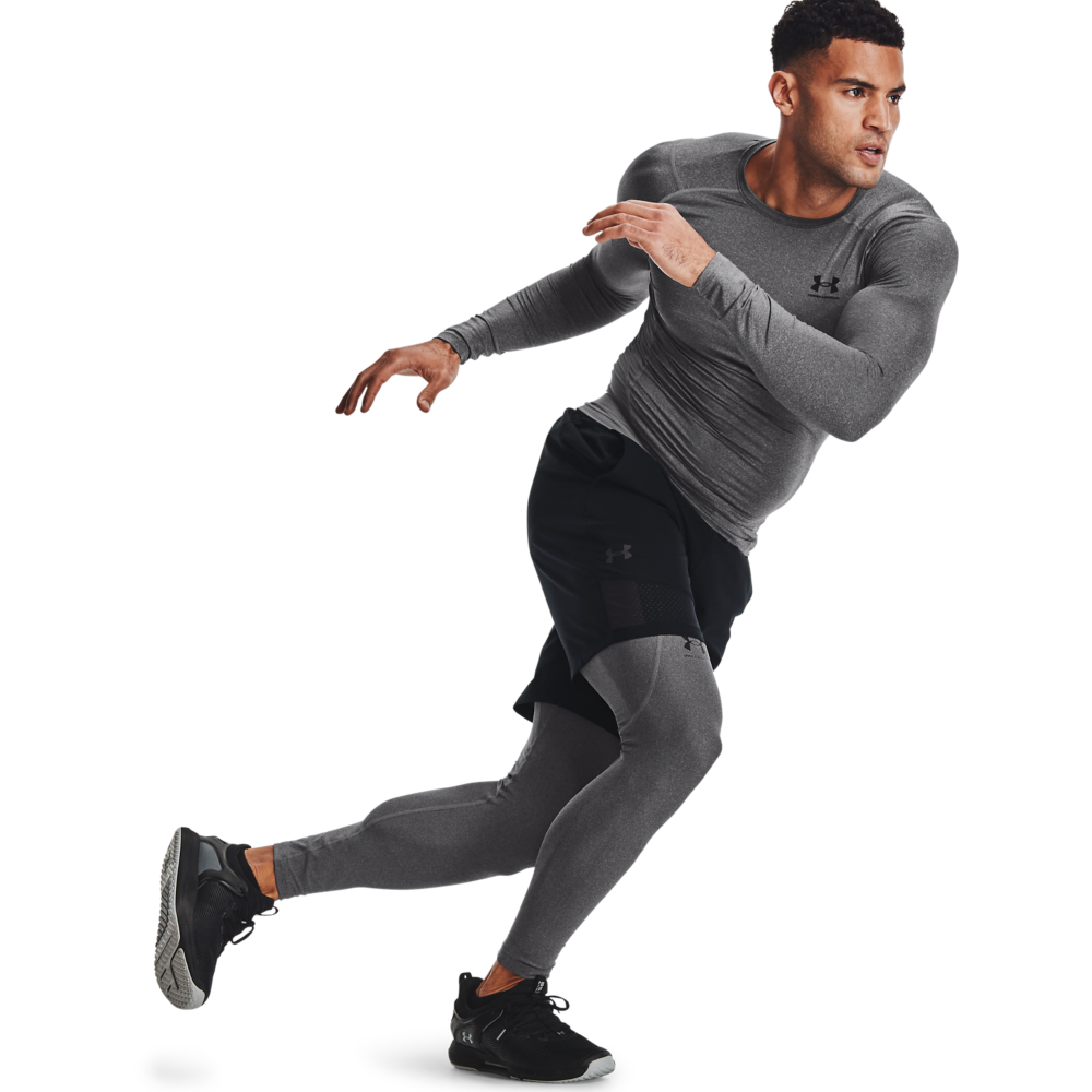 Under Armour Men's Grey HeatGear Armour Leggings - GREY Thumbnail View 4