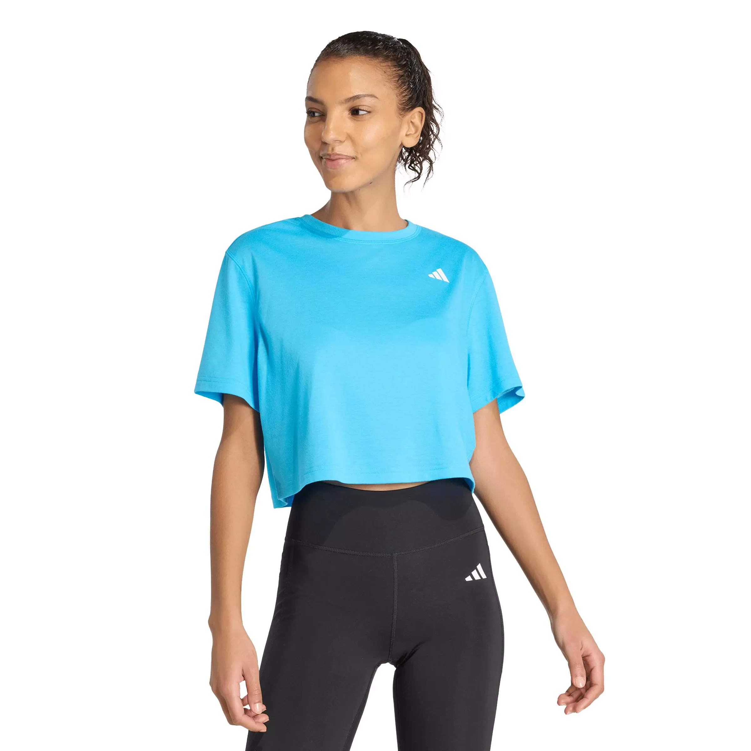 adidas Women's Train Essentials Boxy Workout Tee - Aqua - AQUA