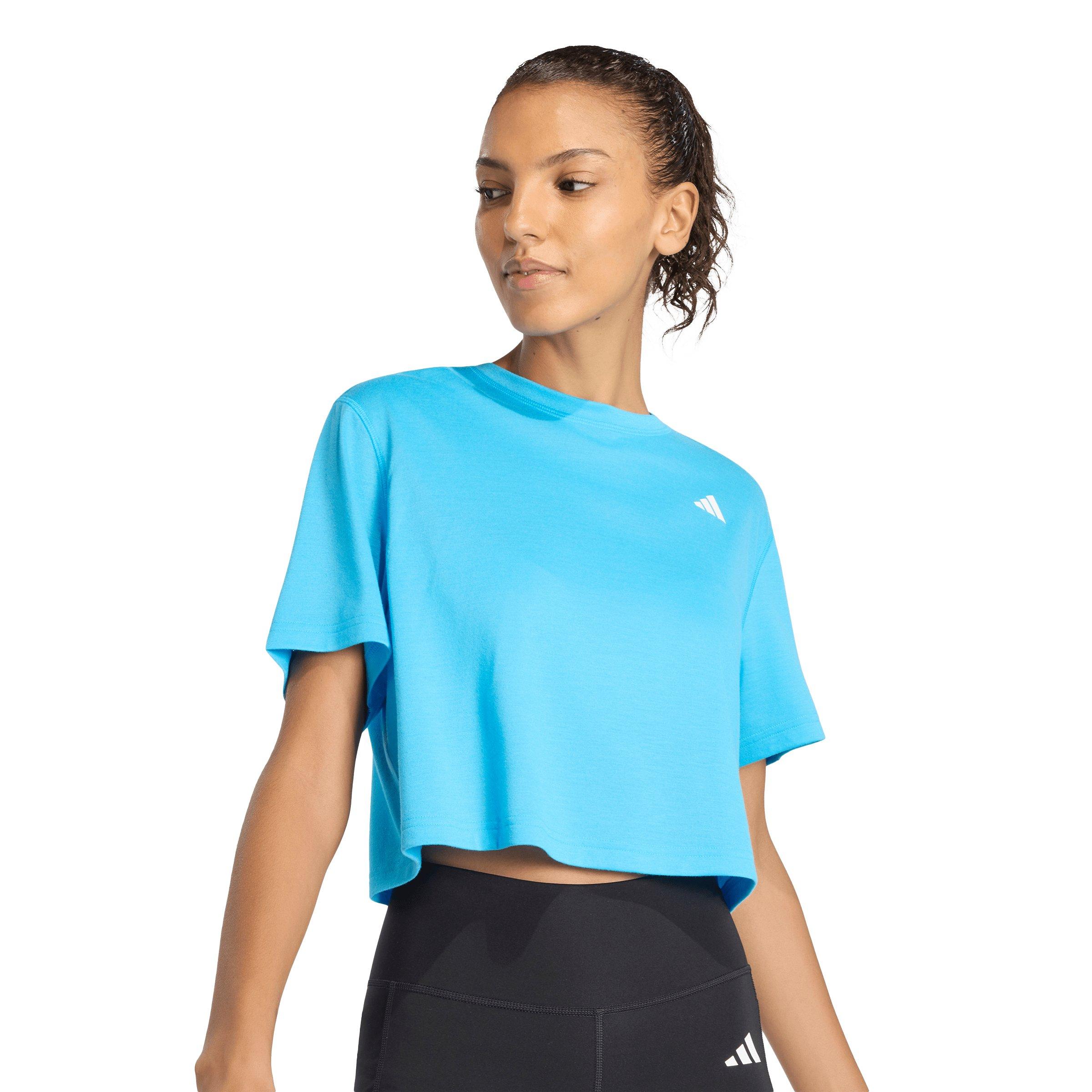 adidas Women's Train Essentials Boxy Workout Tee - Aqua - AQUA Thumbnail View 3