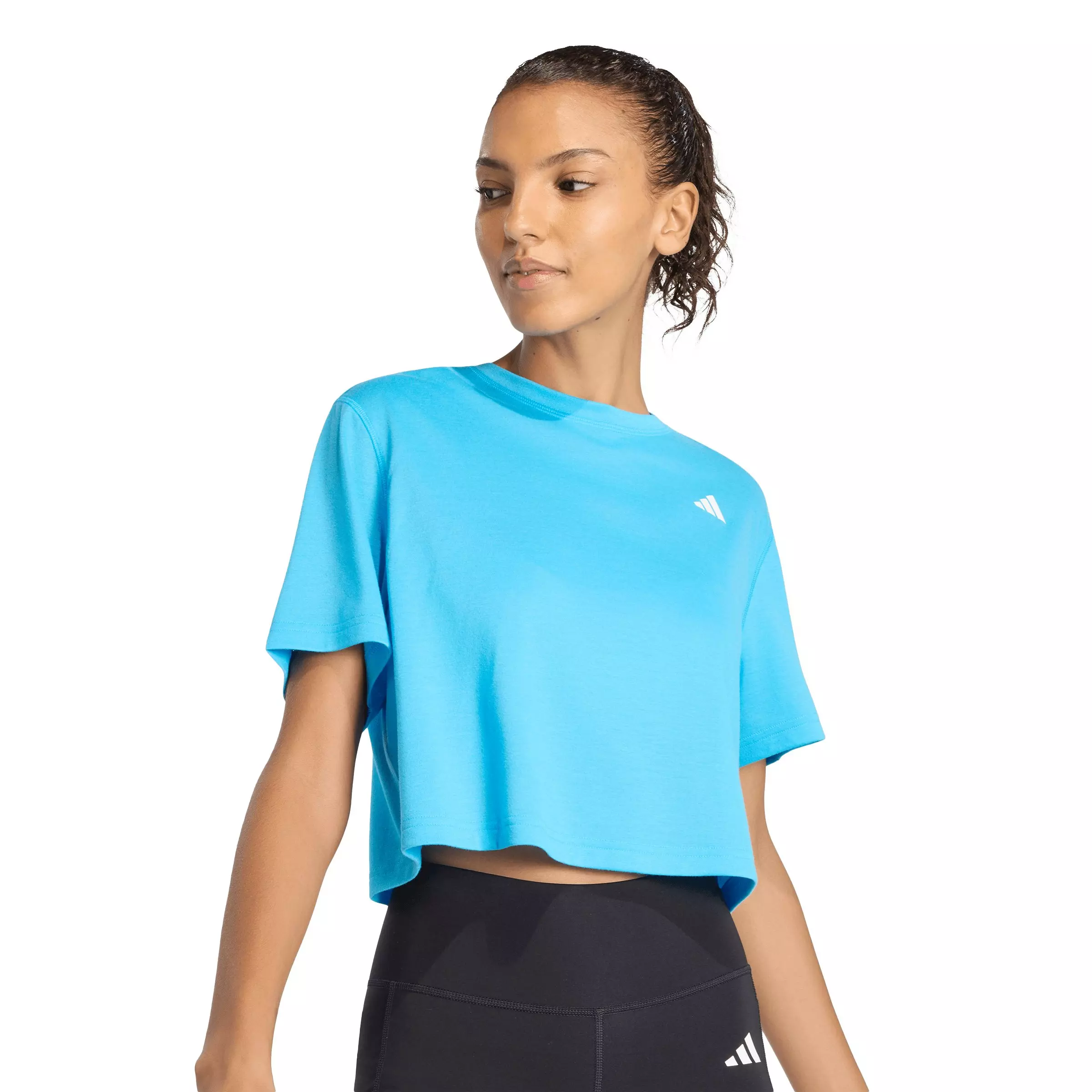 adidas Women's Train Essentials Boxy Workout Tee - Aqua - AQUA
