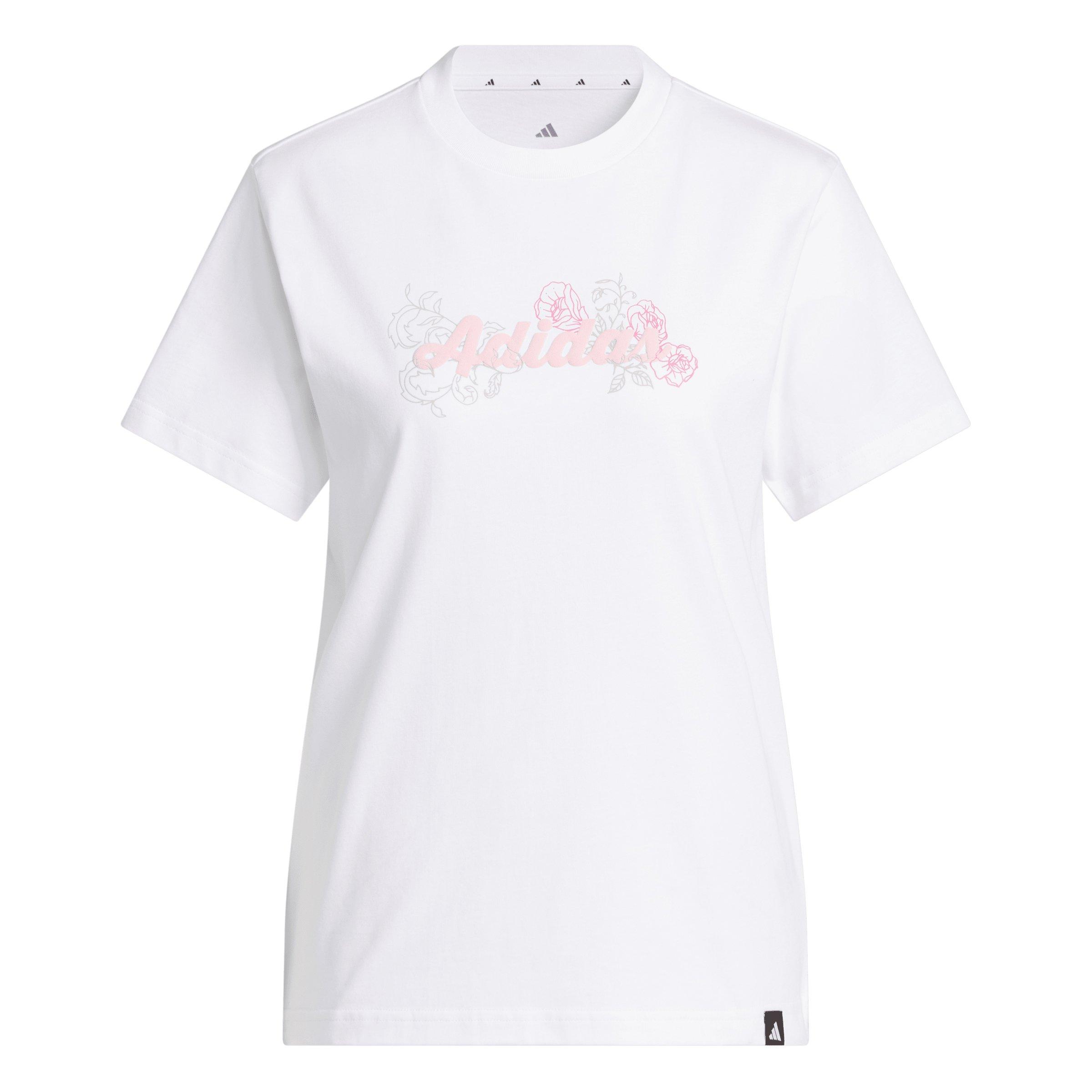 adidas Women's Western Florals Graphic T-Shirt - White - WHITE Thumbnail View 6