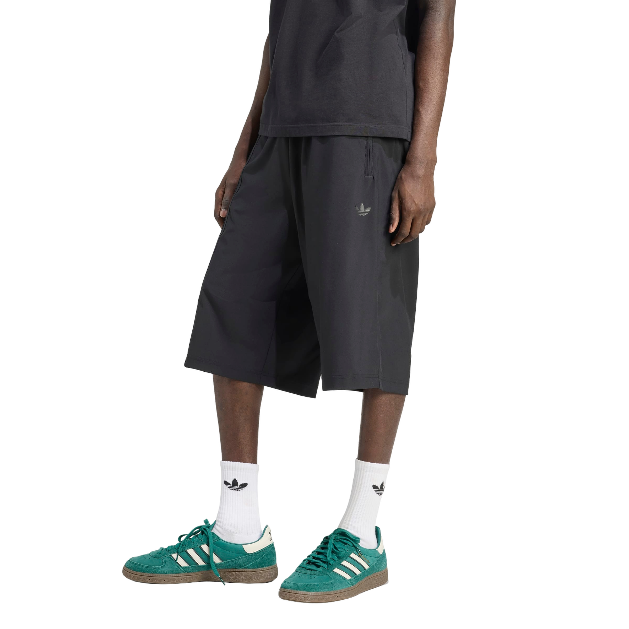 adidas Originals Men's Firebird Oversized Nylon Shorts - Black - BLACK Thumbnail View 1