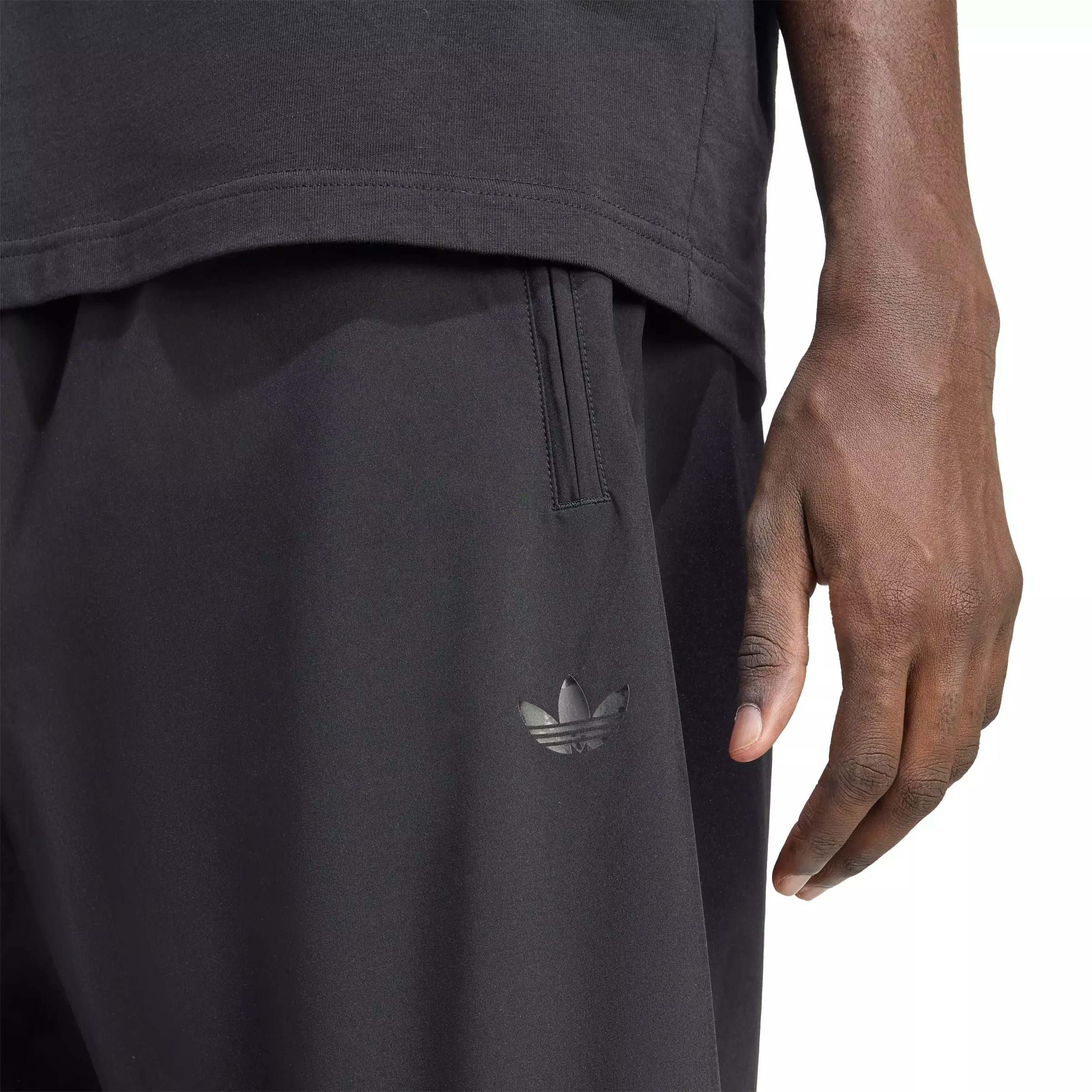 adidas Originals Men's Firebird Oversized Nylon Shorts -Black - BLACK