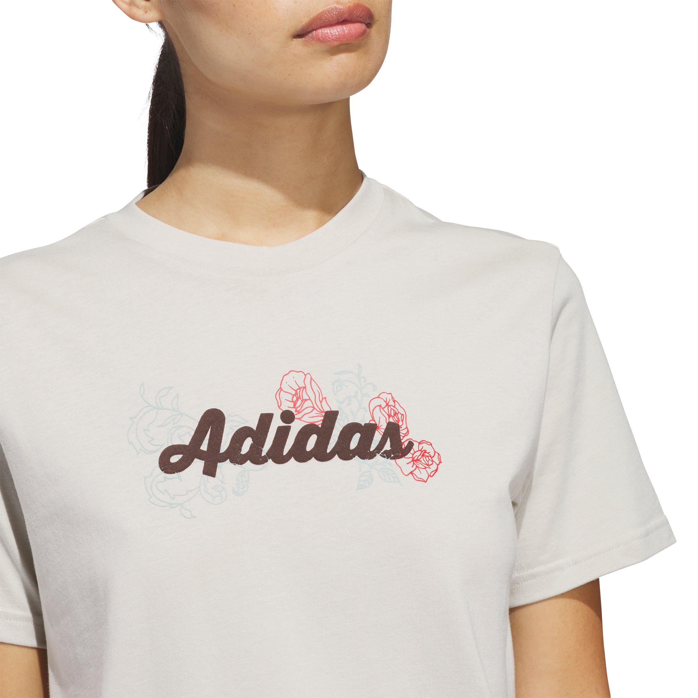 adidas Women's Western Florals Graphic T-Shirt - Beige - BEIGE Thumbnail View 3