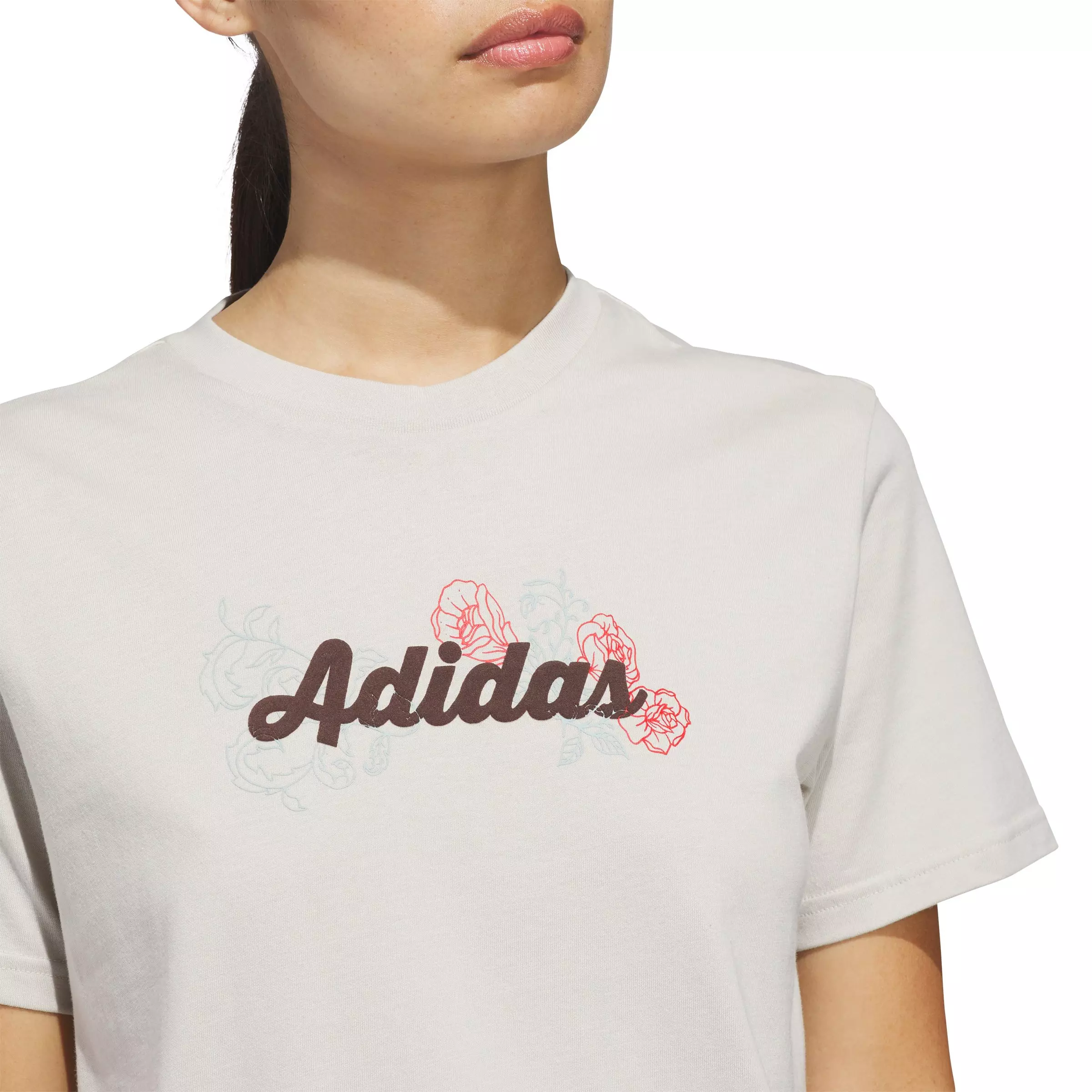 adidas Women's Western Florals Graphic T-Shirt - Beige - BEIGE