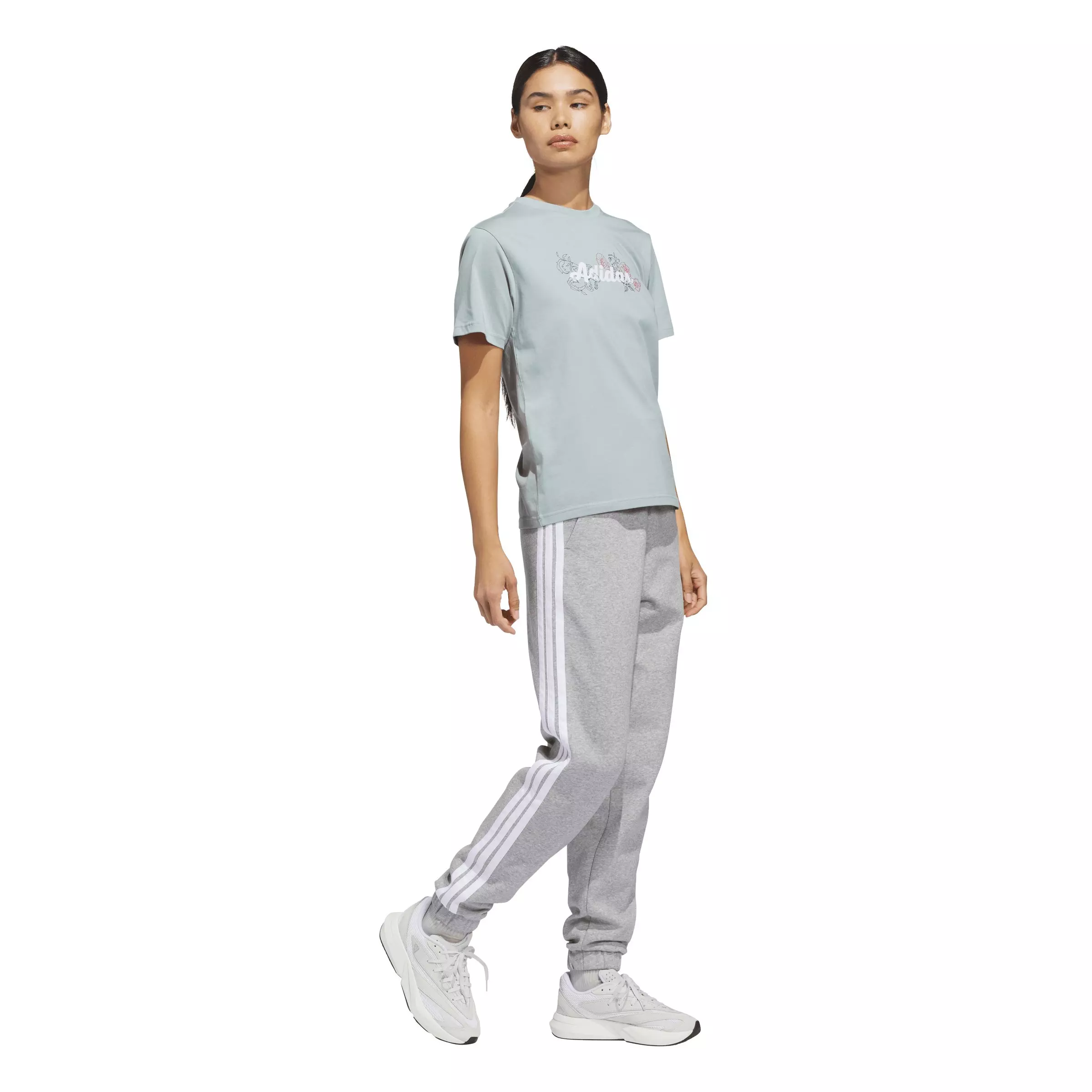 adidas Women's Western Florals Graphic T-Shirt - Sage Green - SAGE GREEN