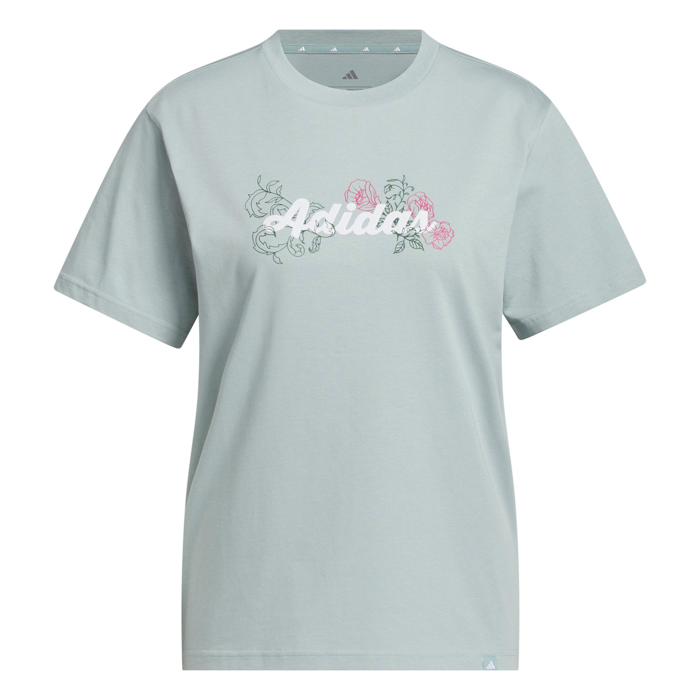 adidas Women's Western Florals Graphic T-Shirt - Sage Green - SAGE GREEN Thumbnail View 6