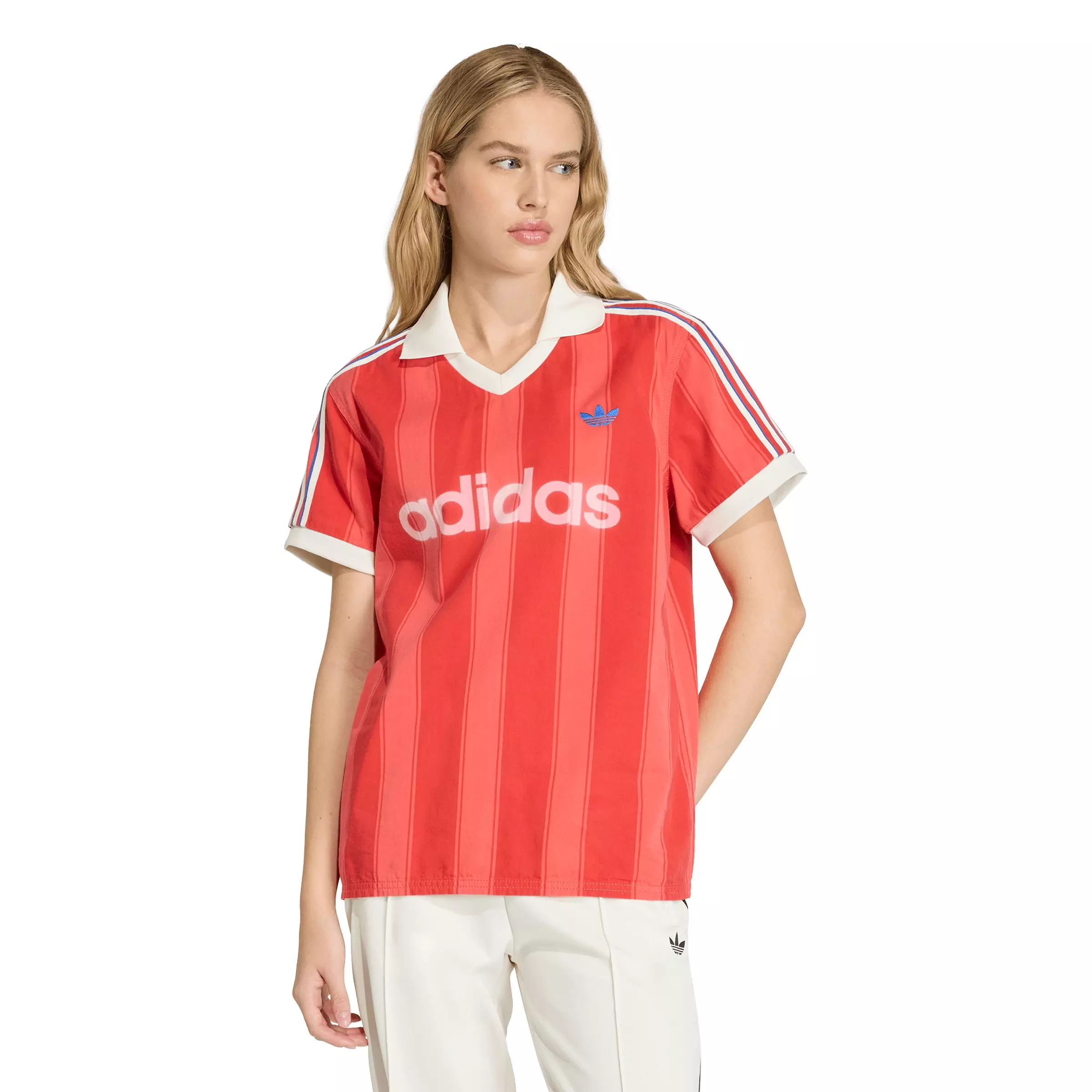 adidas Originals Women's Twill Football Jersey - Red - RED