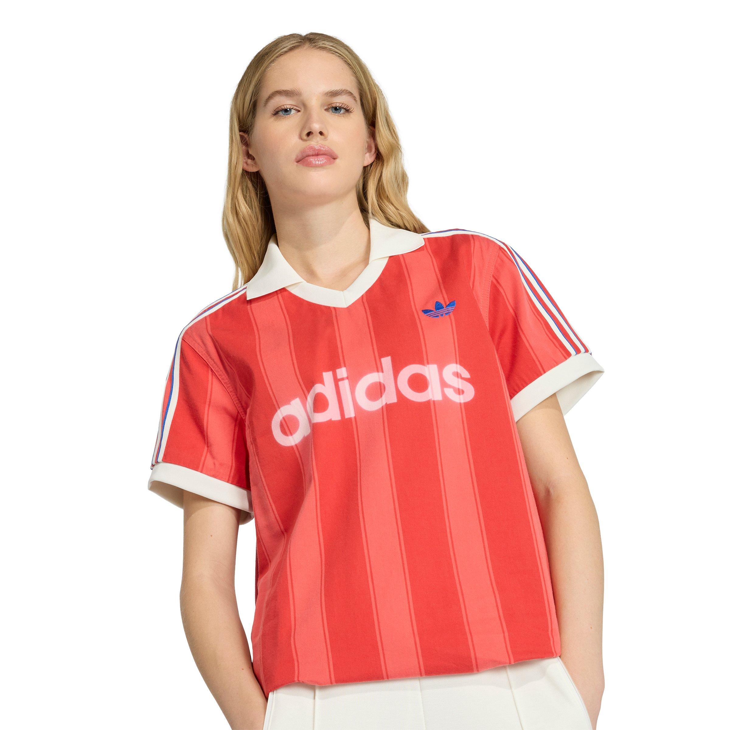 adidas Originals Women's Twill Football Jersey - Red - RED Thumbnail View 3