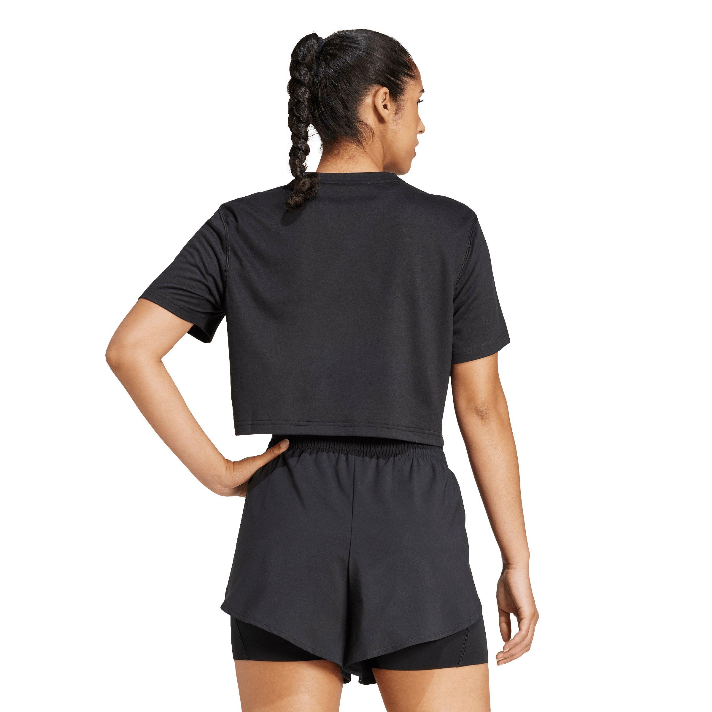 adidas Women's Train Essentials Cropped Boxy Workout Tee - Black - BLACK Thumbnail View 2