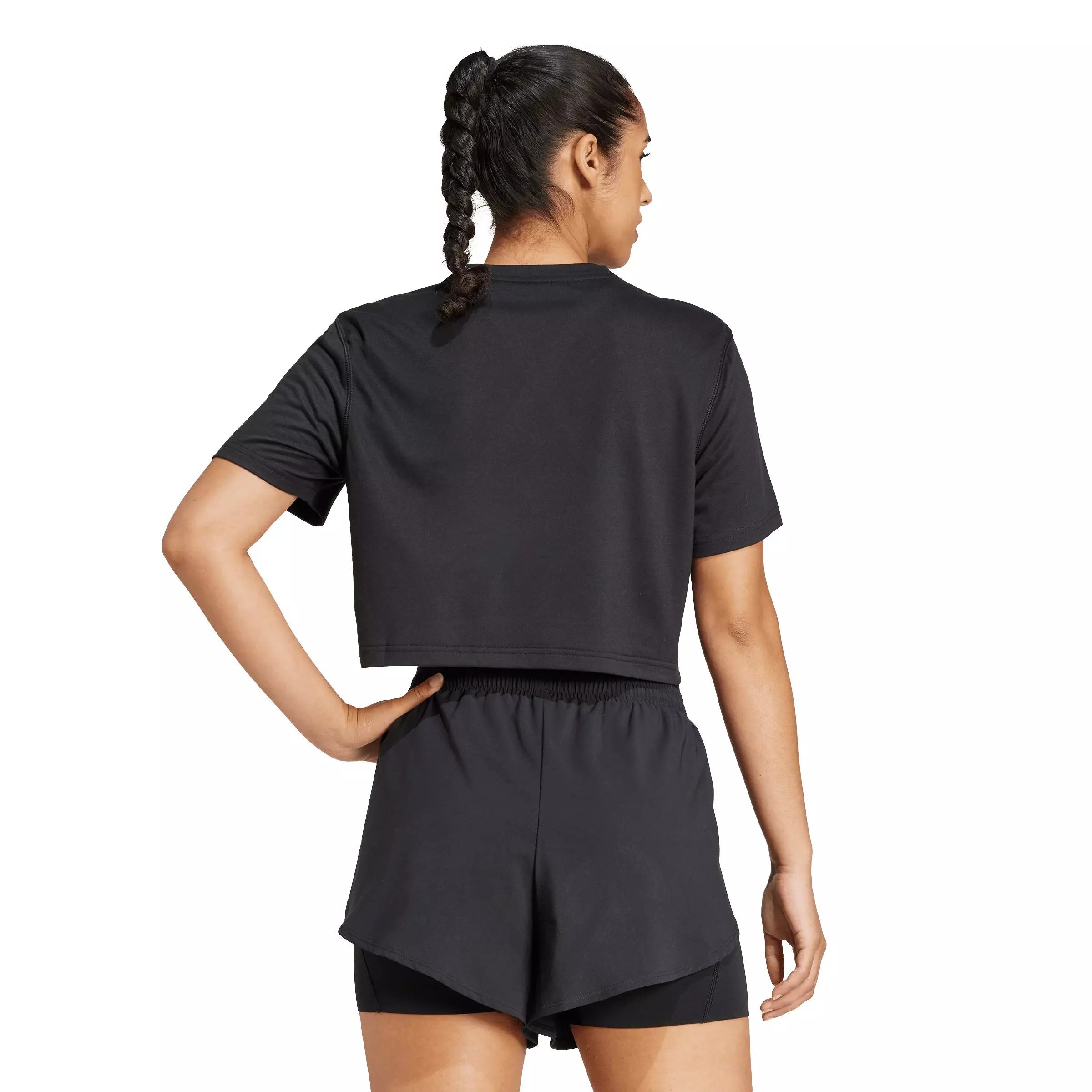 adidas Women's Train Essentials Cropped Boxy Workout Tee - Black - BLACK