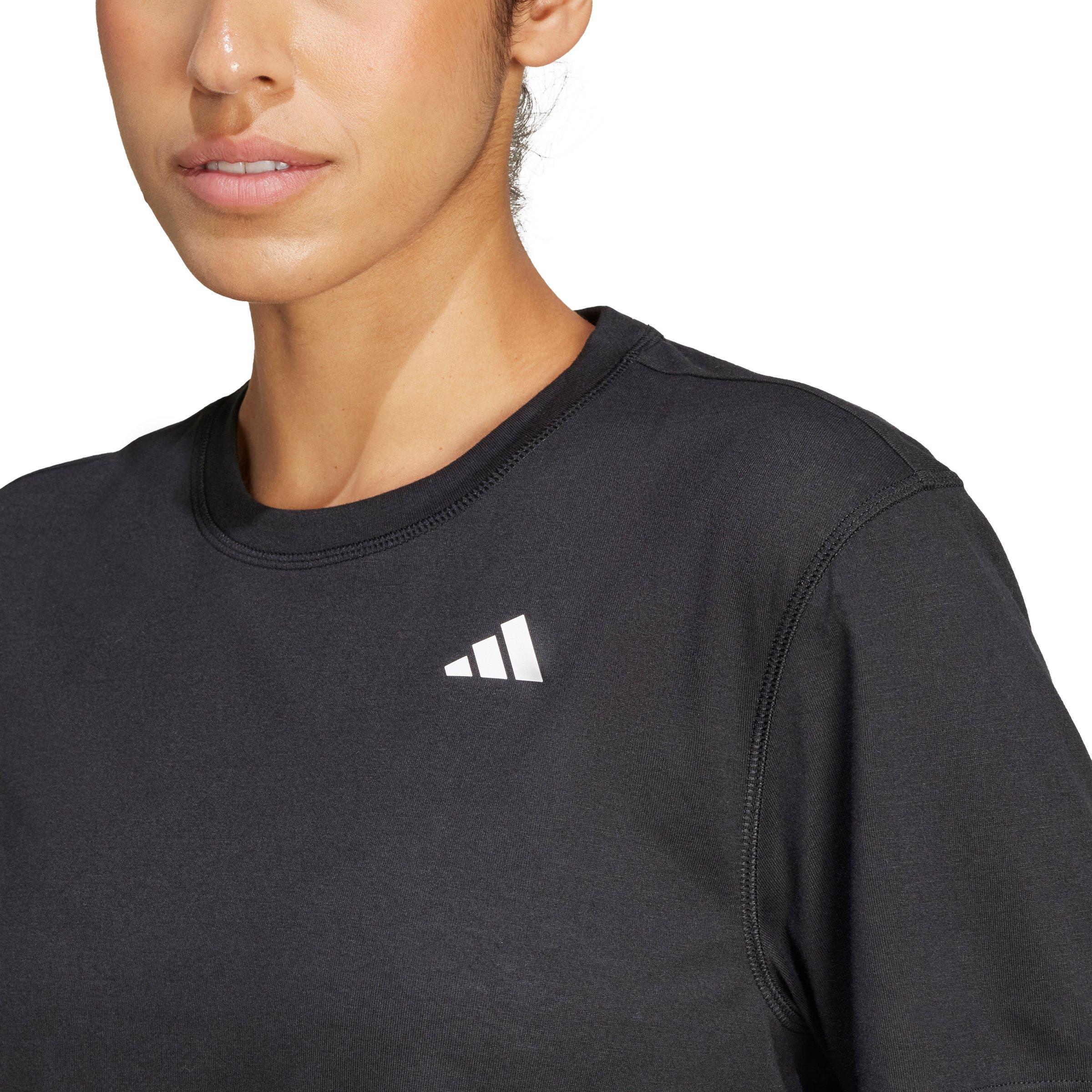 adidas Women's Train Essentials Cropped Boxy Workout Tee - Black - BLACK Thumbnail View 4
