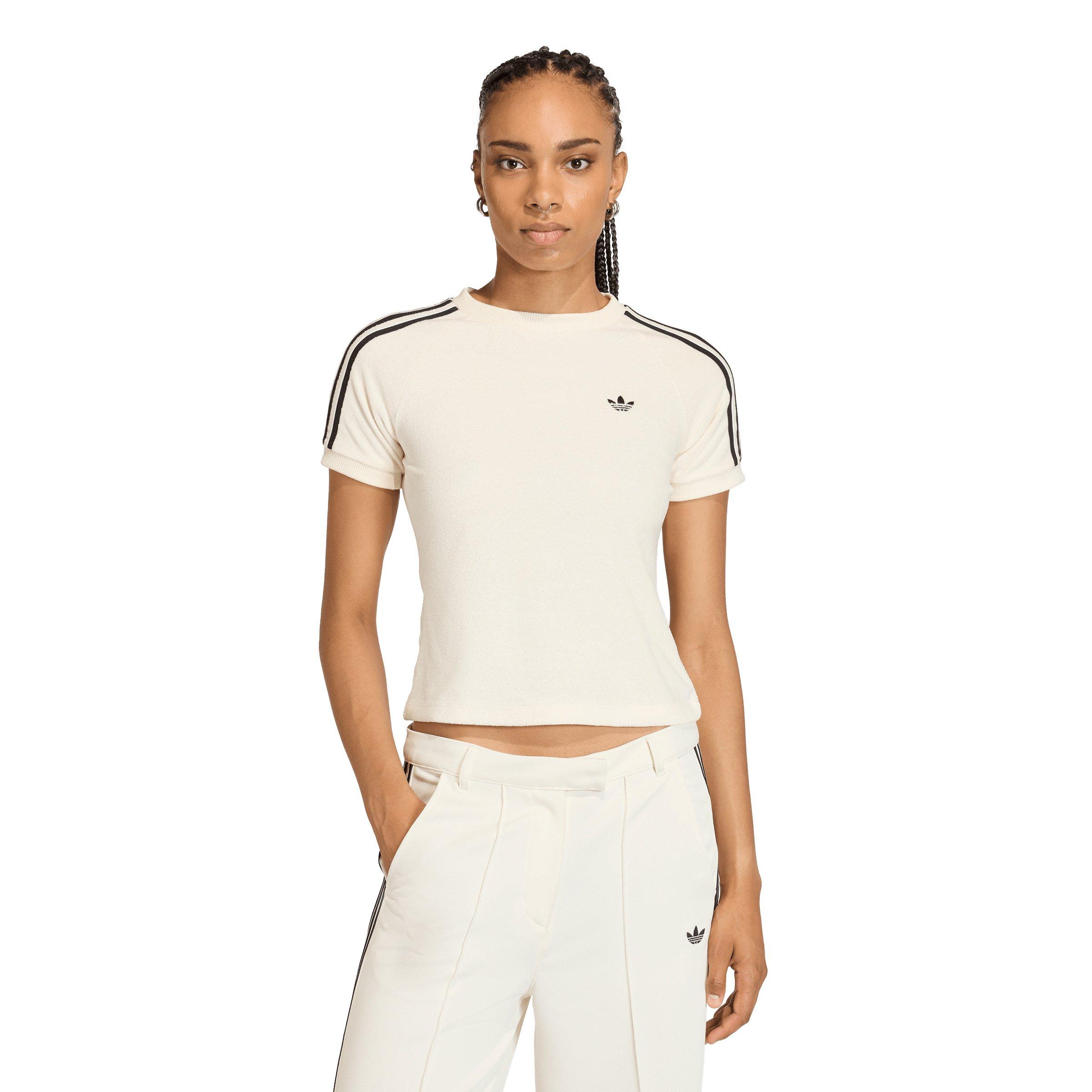 adidas Originals Women's Terry Towel Cali Tee - Off-White - OFF-WHITE Thumbnail View 1