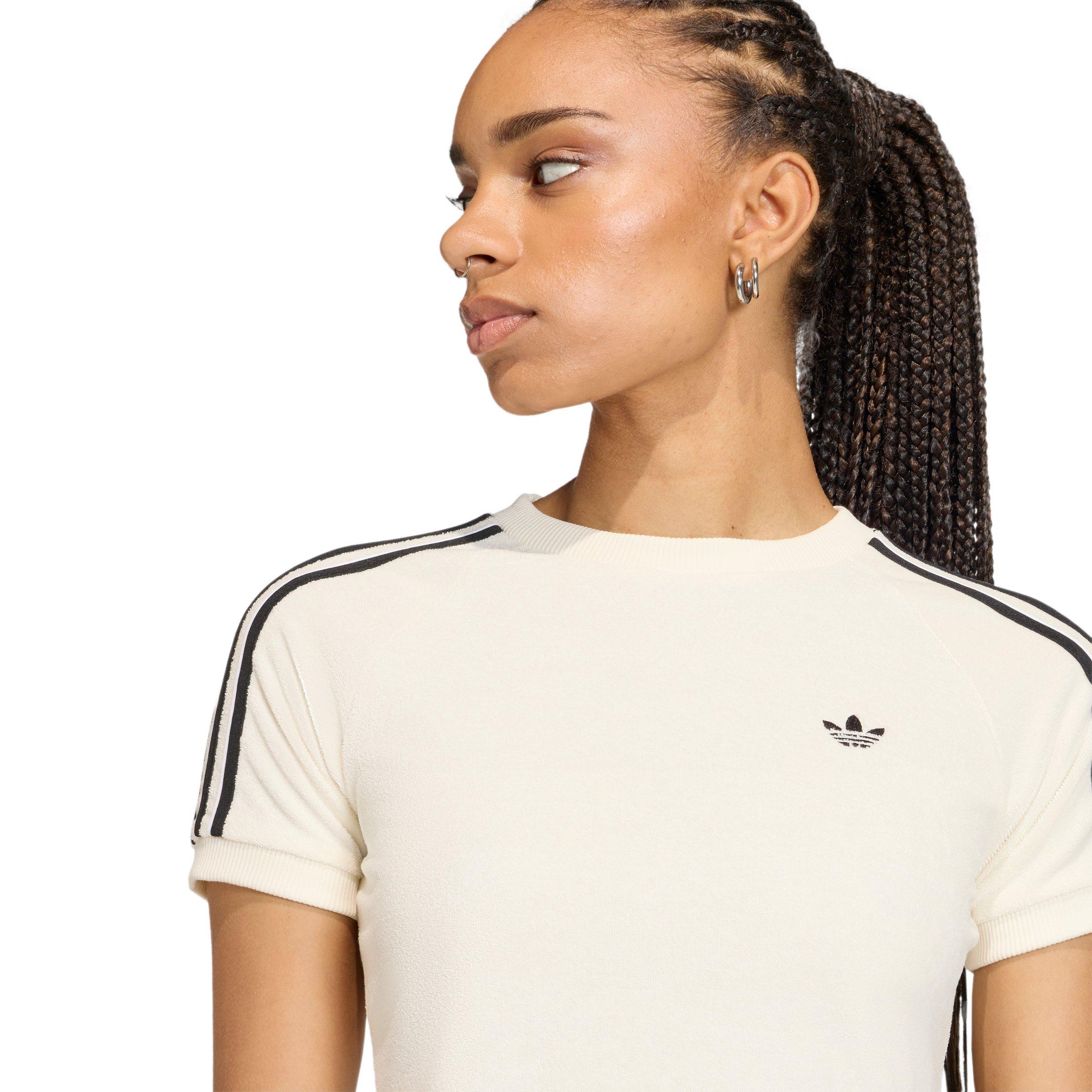 adidas Originals Women's Terry Towel Cali Tee - Off-White - OFF-WHITE Thumbnail View 4