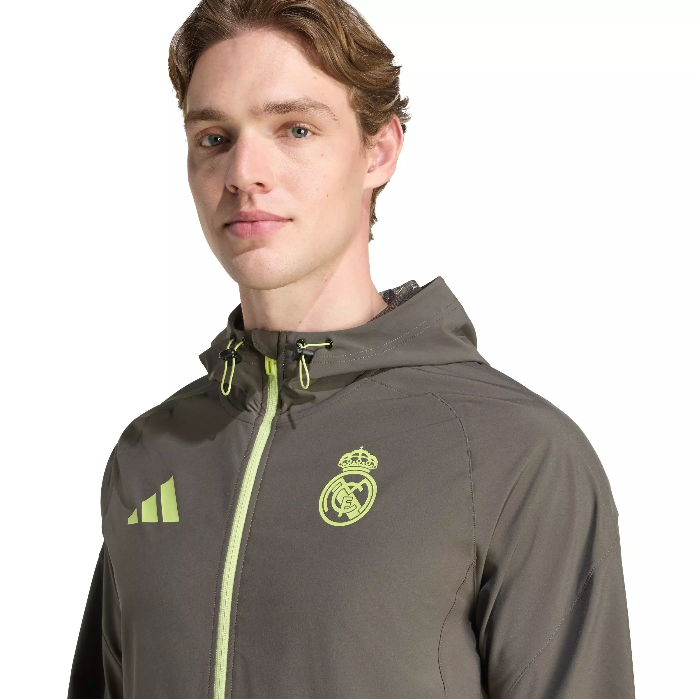 adidas Men's Real Madrid Tiro 25 Competition Vis Tech Travel Jacket -Grey - GREY