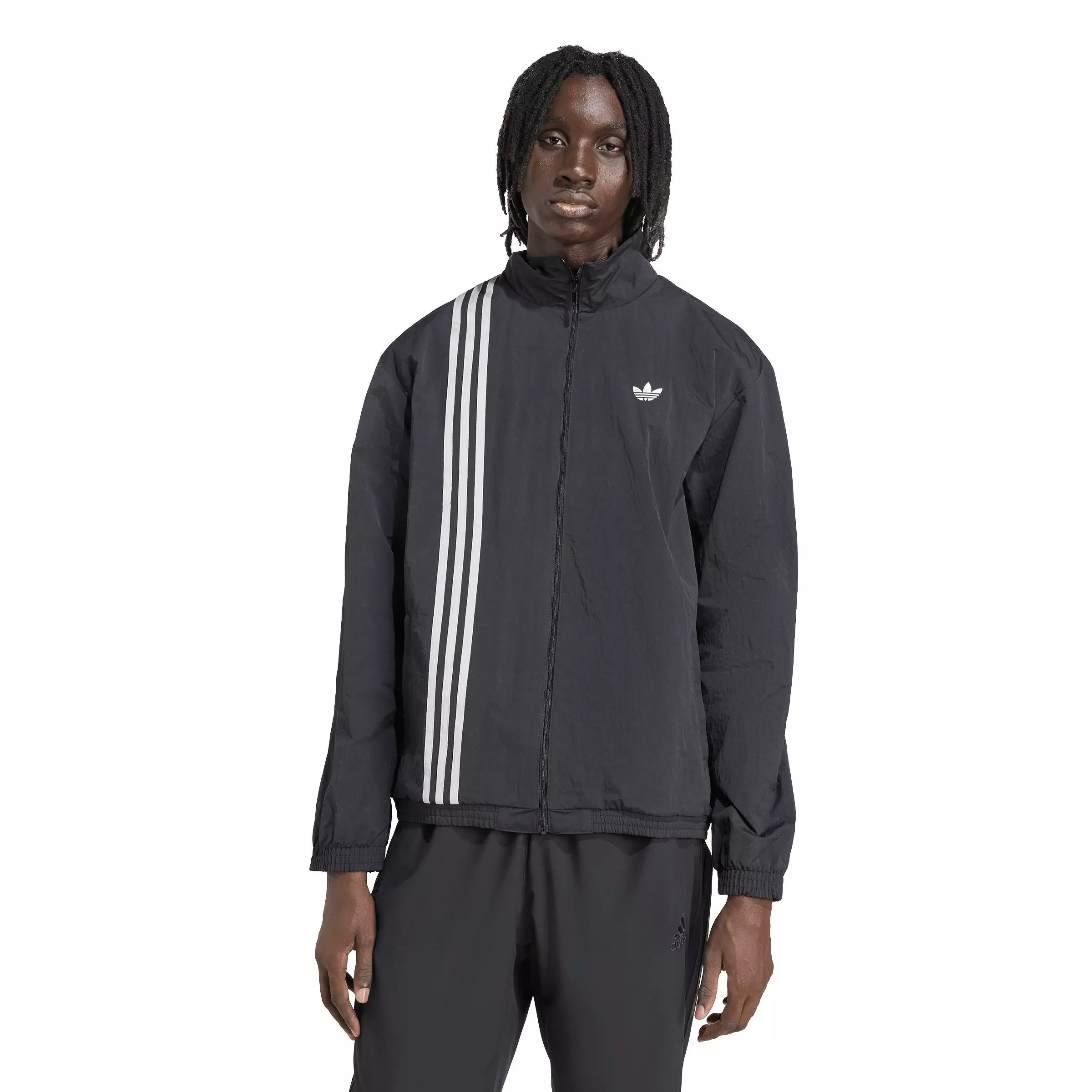 adidas Originals Men's Firebird Front Stripes Woven Track Top -Black - BLACK