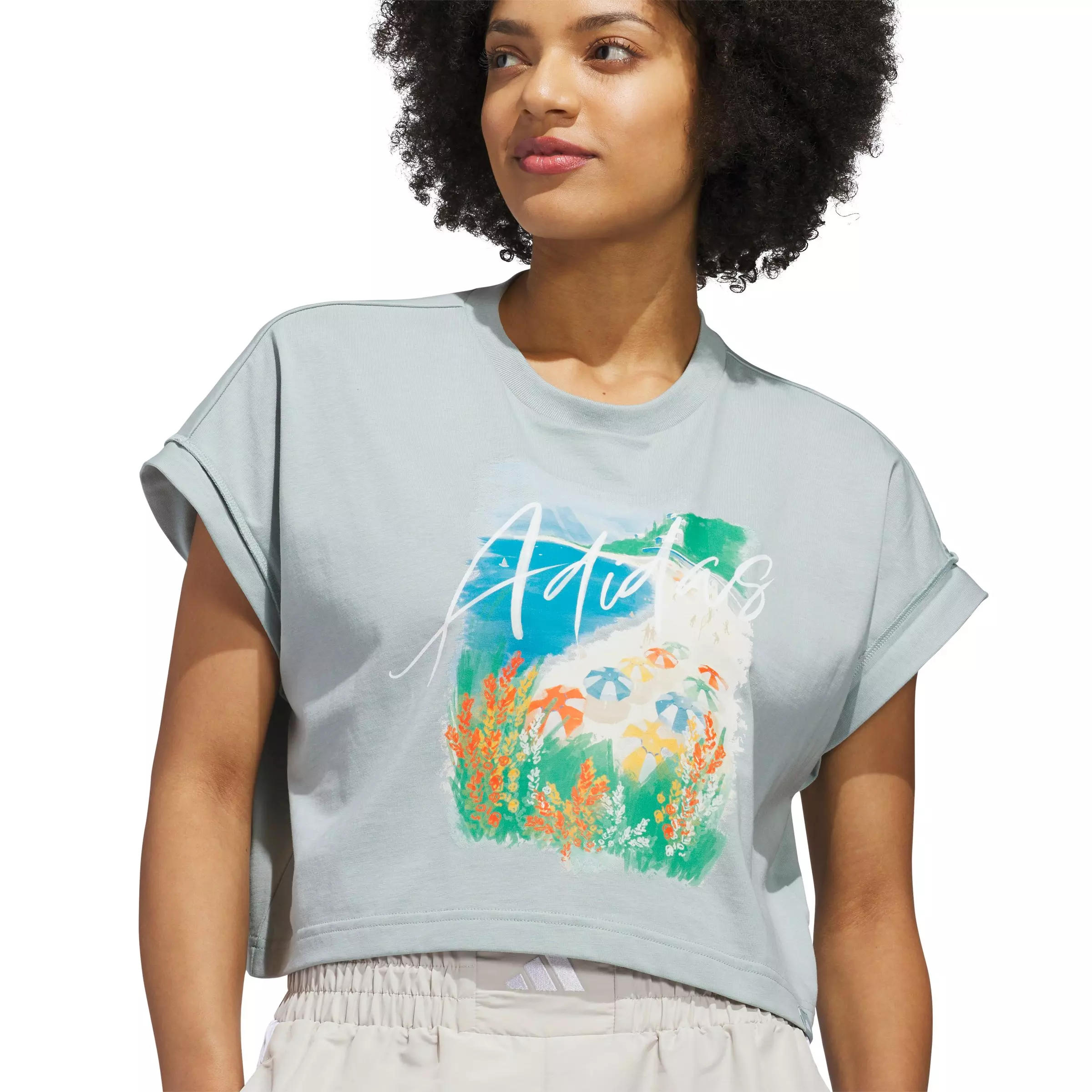 adidas Women's Summer Romance Graphic T-Shirt - Sage Green - SAGE GREEN