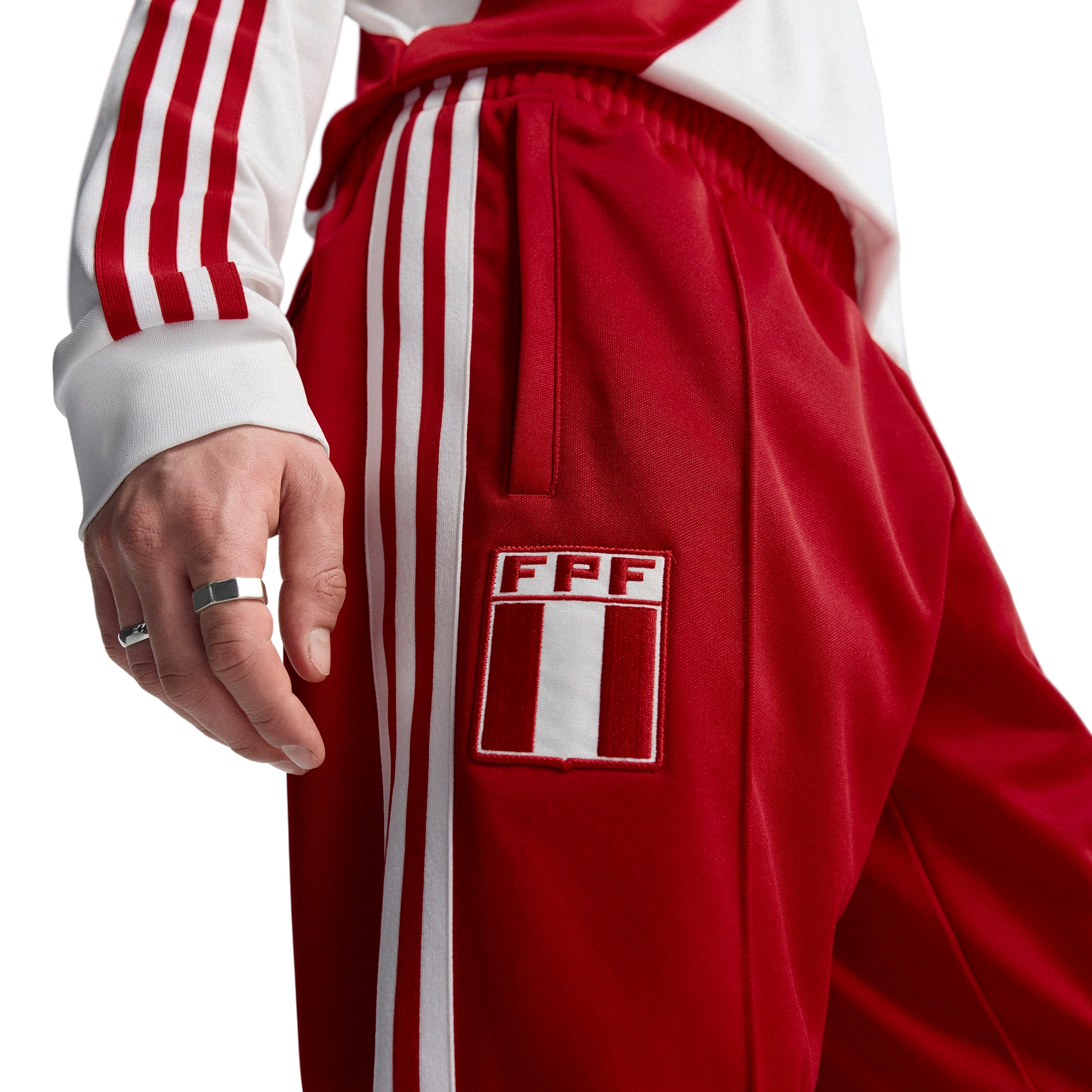 adidas Originals Men's Peru Track Pants - Red/White - RED/WHITE Thumbnail View 3