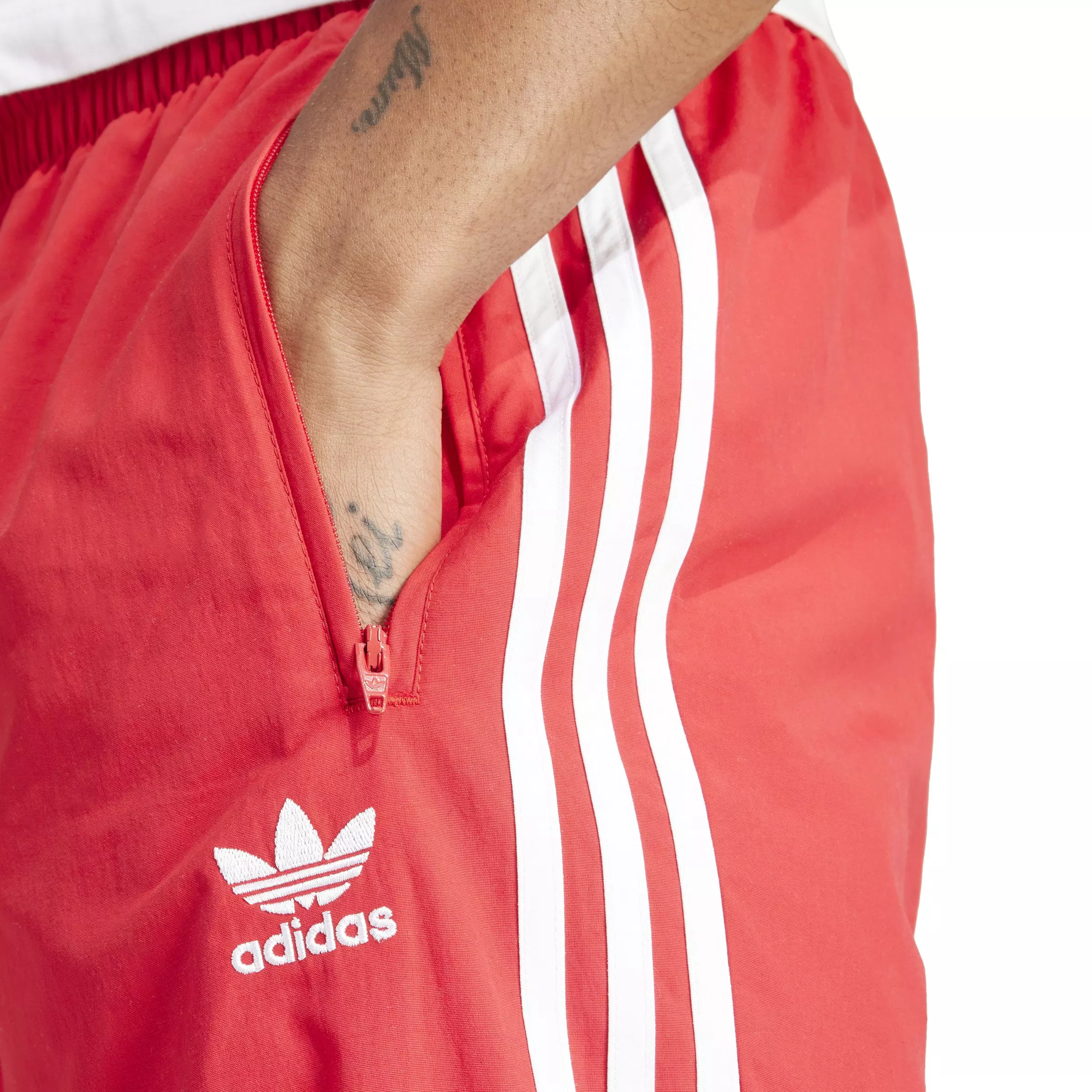 adidas Originals Men's Adicolor Woven Firebird Track Tracksuit Bottoms -Red - RED