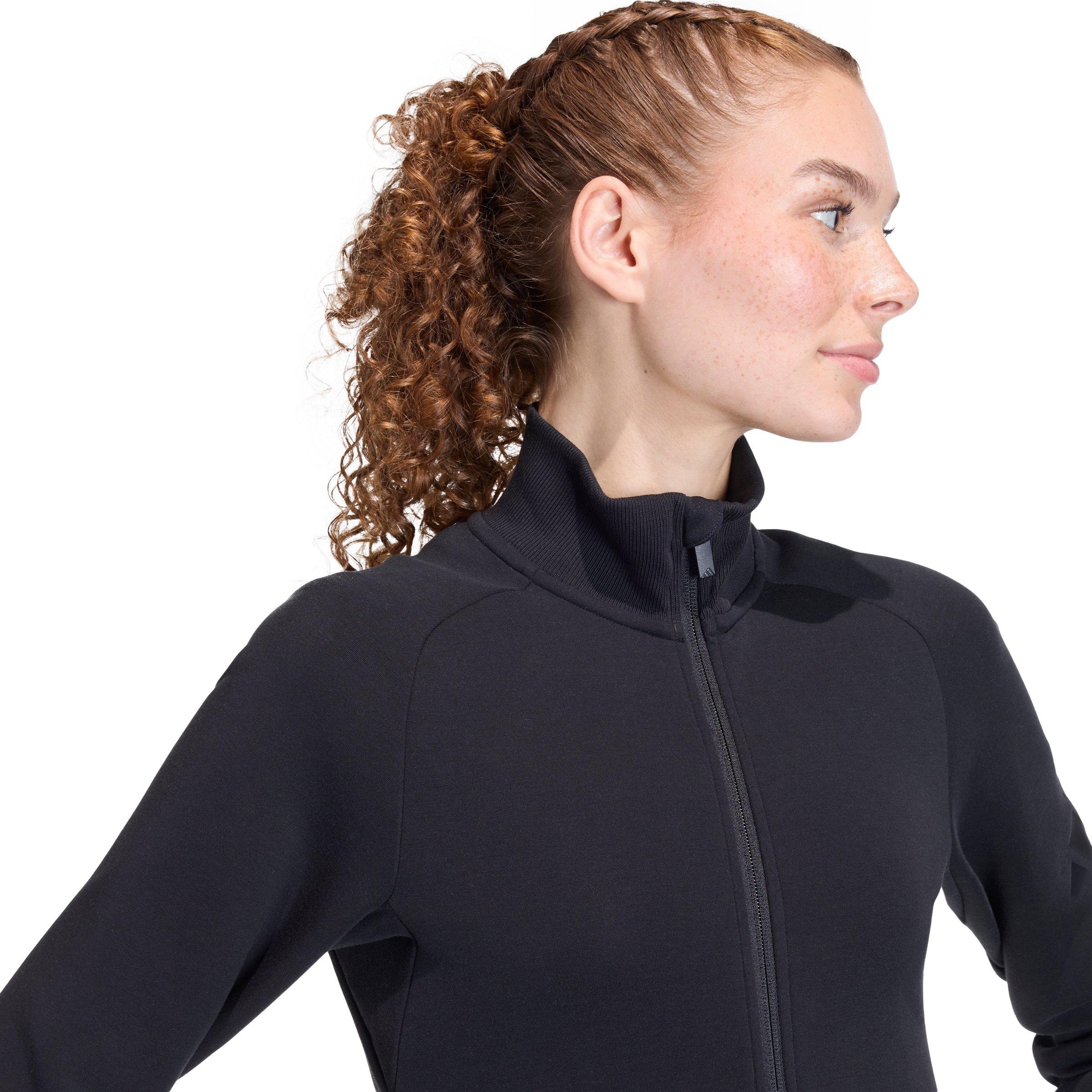 adidas Women's Soft Lux Slim Track Jacket - Black - BLACK Thumbnail View 3