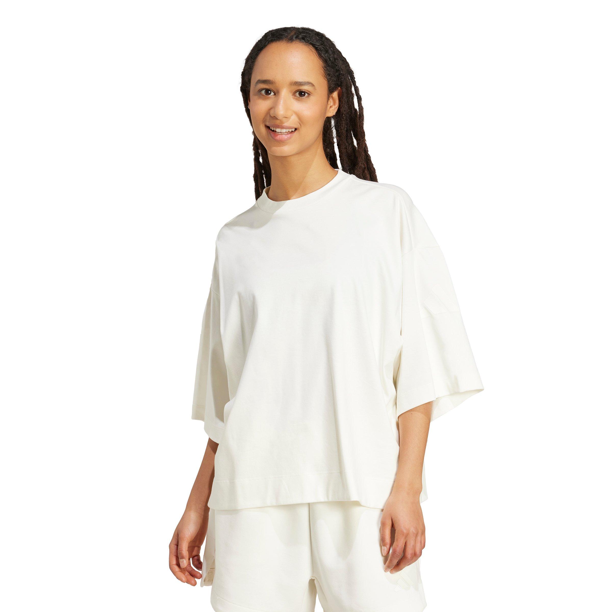 adidas Women's Soft Lux Loose T-Shirt - Off-White - OFF-WHITE Thumbnail View 1