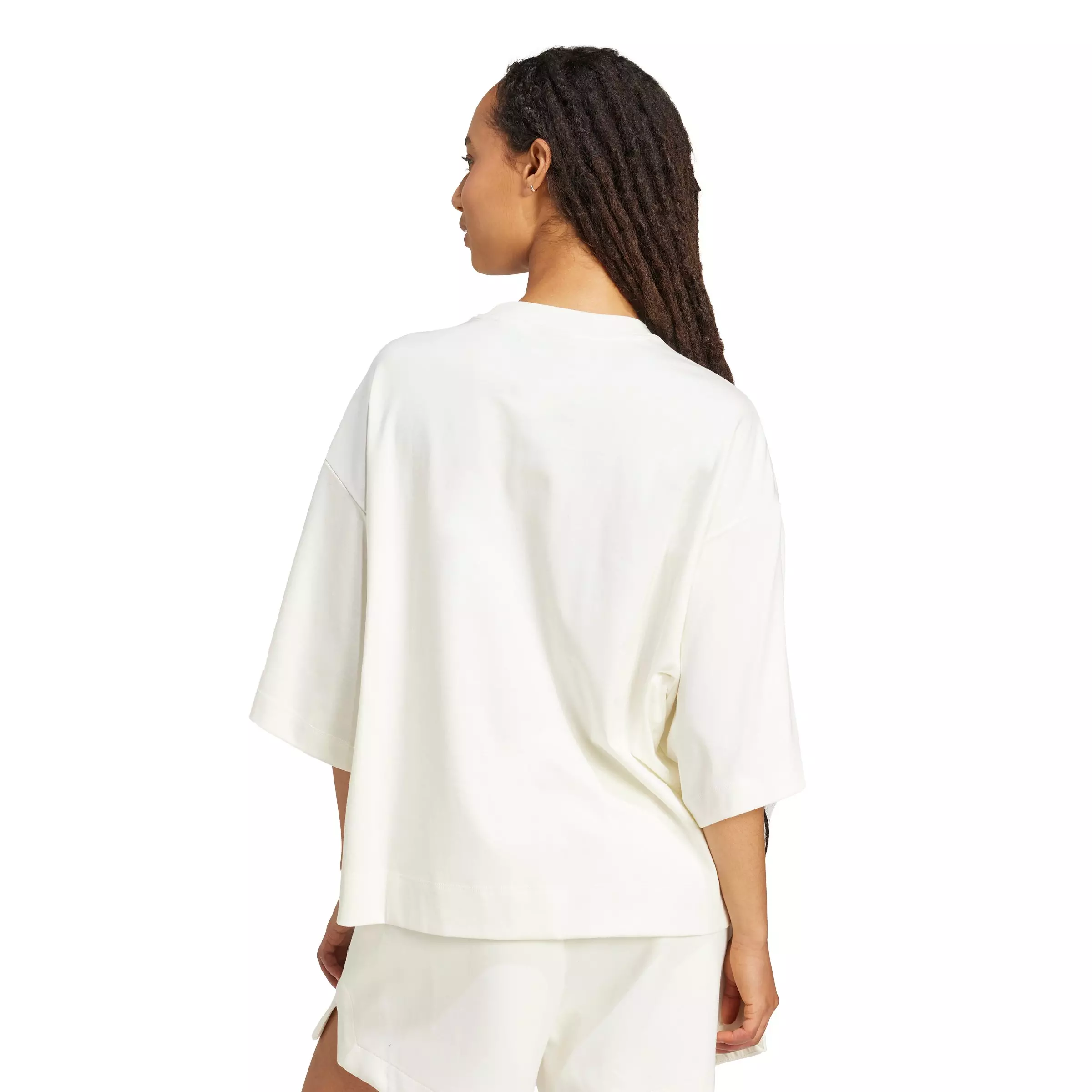 adidas Women's Soft Lux Loose T-Shirt - Off-White - OFF-WHITE
