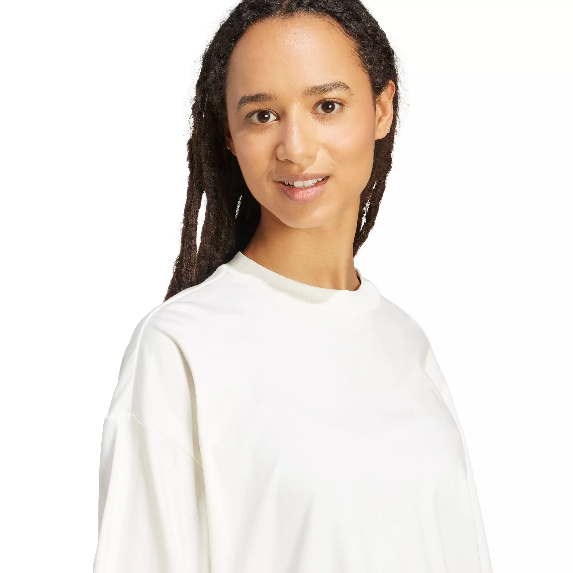adidas Women's Soft Lux Loose T-Shirt - Off-White - OFF-WHITE