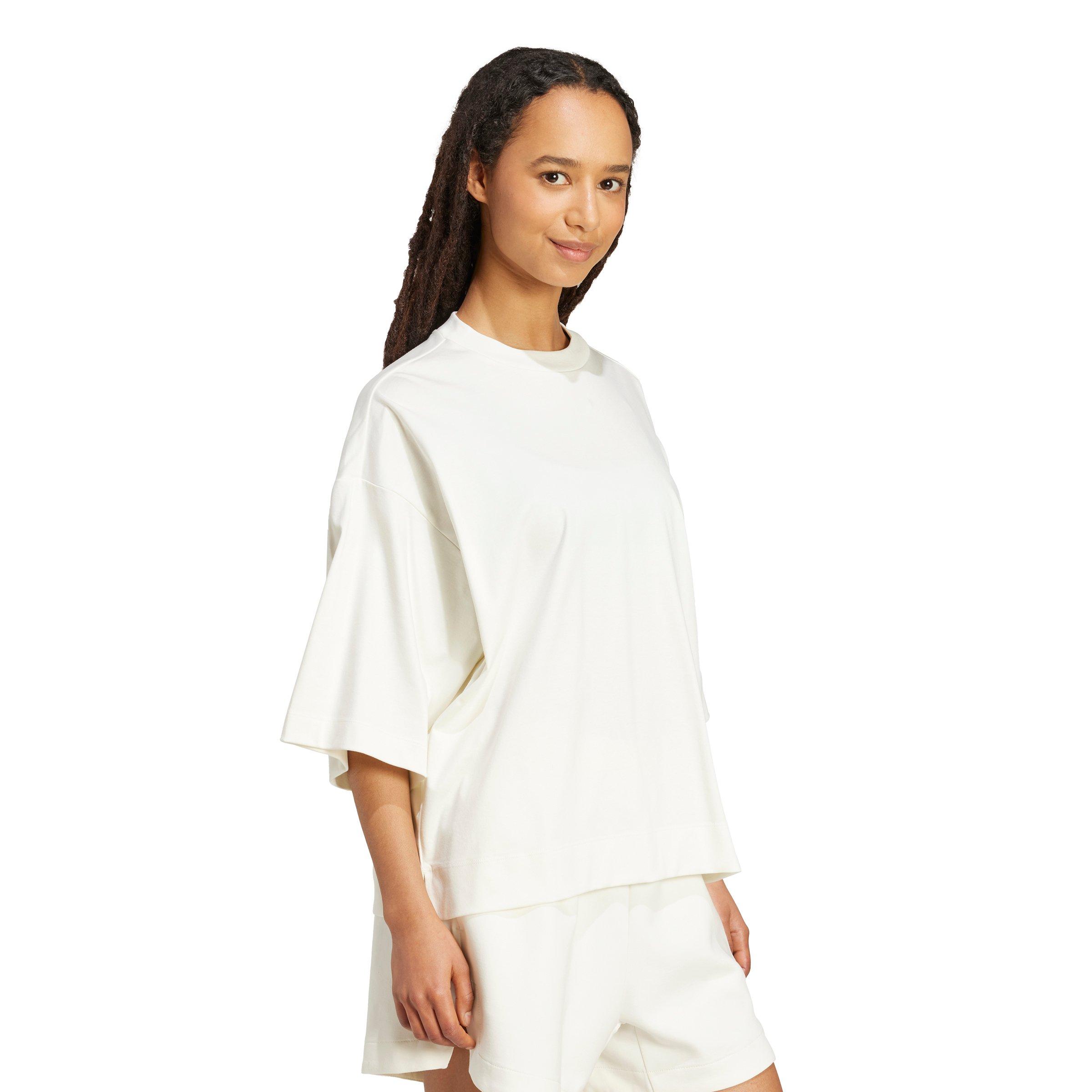 adidas Women's Soft Lux Loose T-Shirt - Off-White - OFF-WHITE Thumbnail View 5