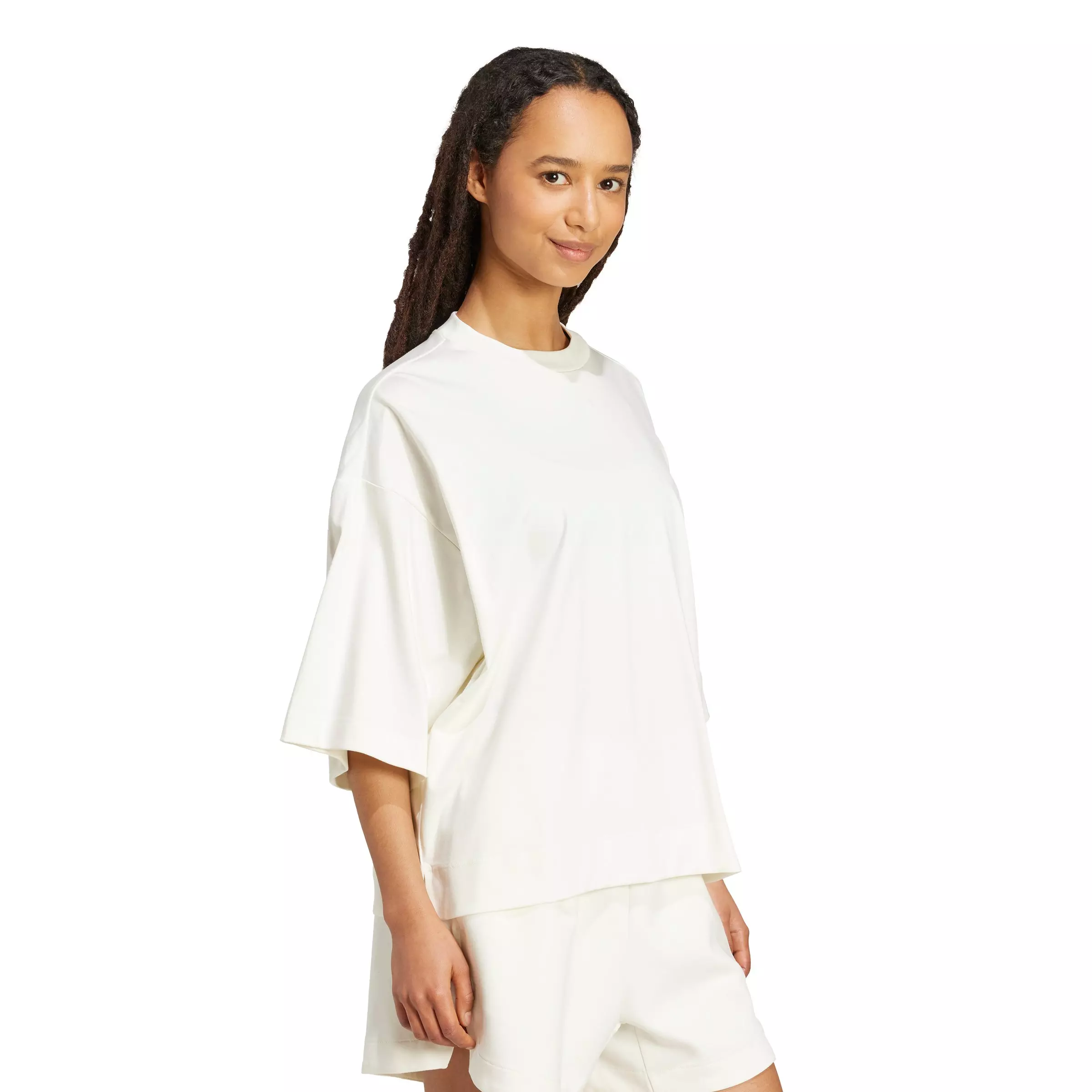 adidas Women's Soft Lux Loose T-Shirt - Off-White - OFF-WHITE