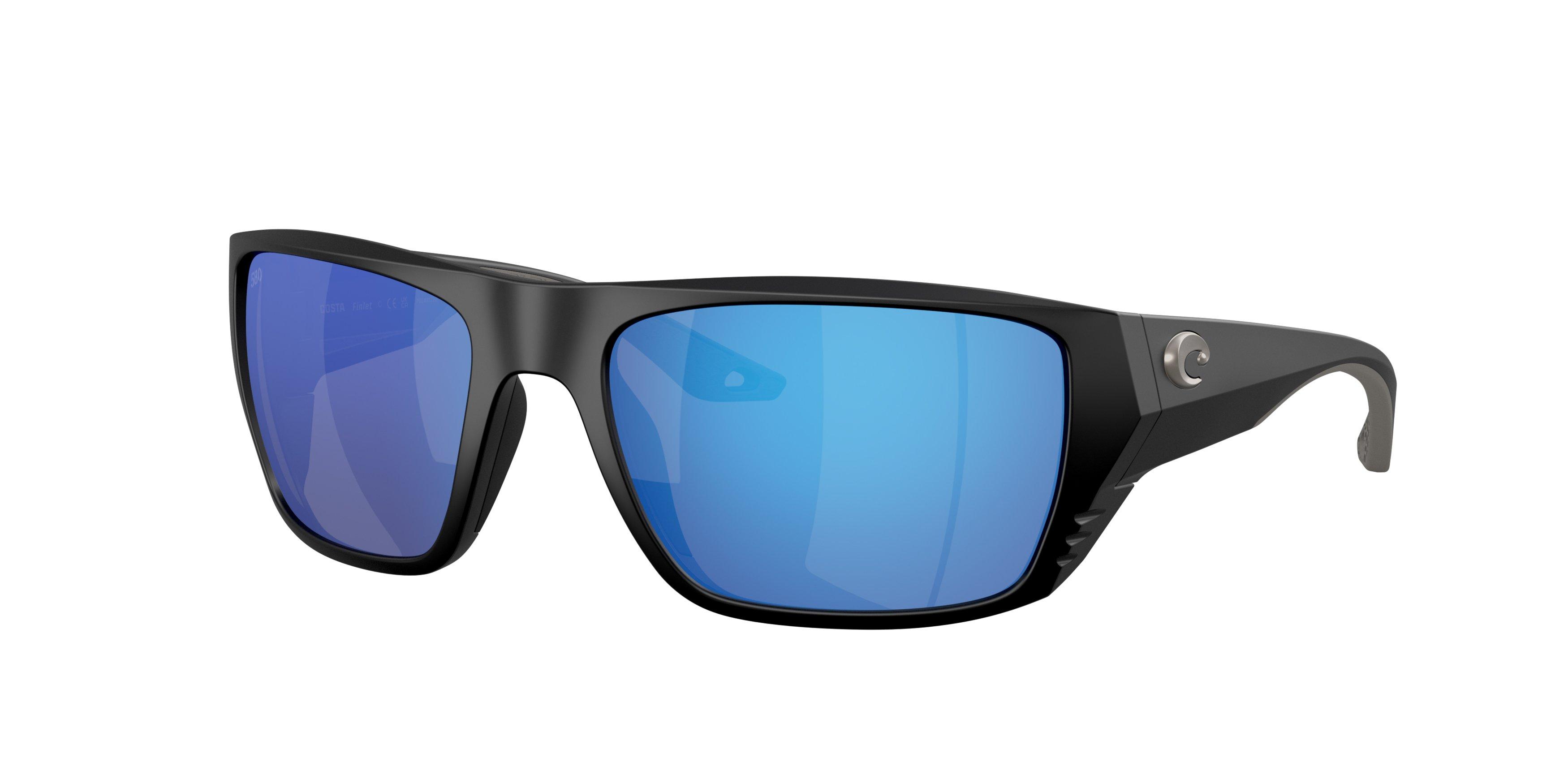 Costa Del Mar Finlet Blue Mirror 580G Polarized Sunglasses - Matte Black - BLACK/BLUE Thumbnail View 1